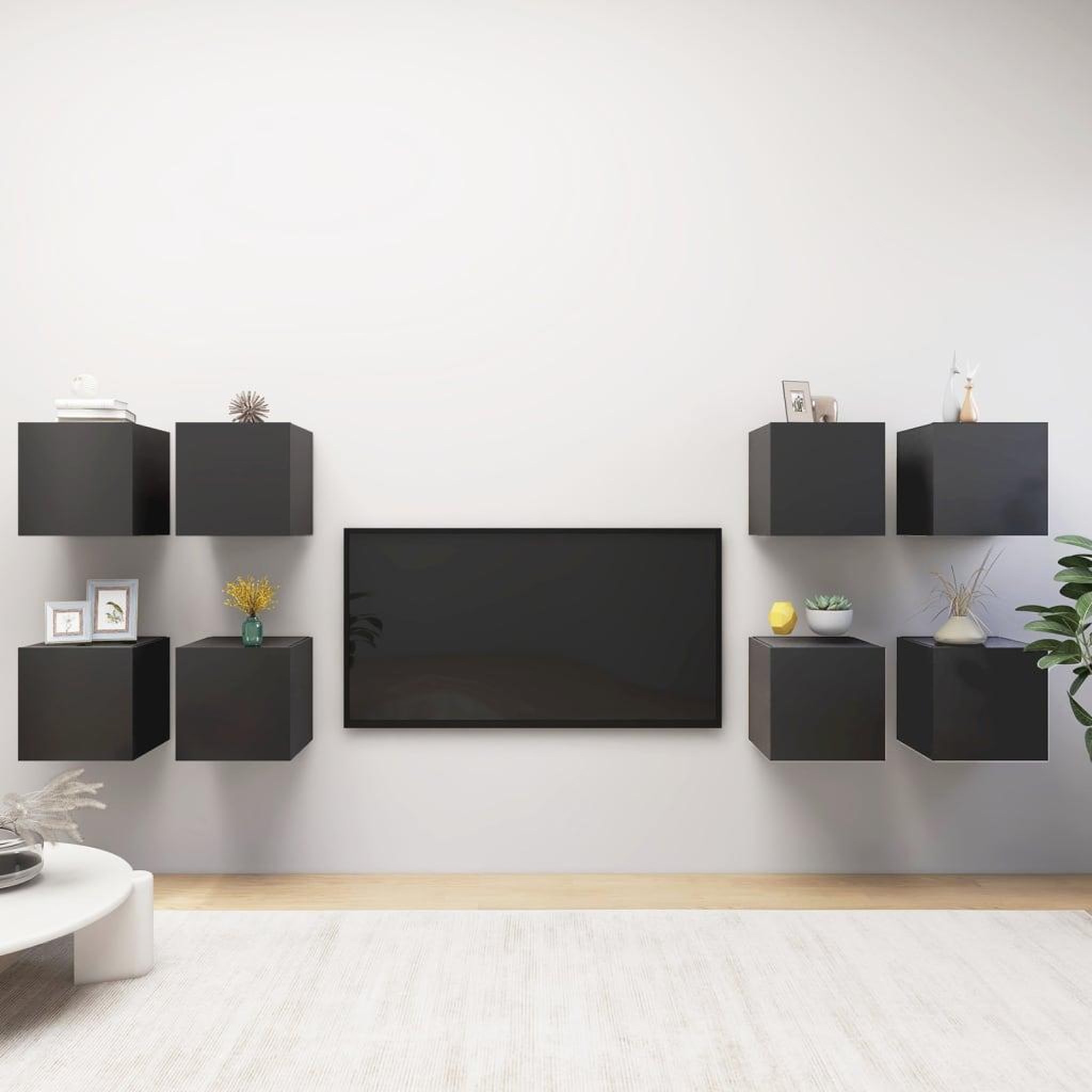 Voir la diapositive 1 : VIDAXL Meubles TV muraux 8 pcs Gris 30,5x30x30 cm