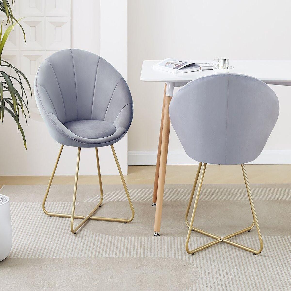 Habitat et Jardin Lot de 2 chaises de la salle a manger en velours  Rosalie  - Gris