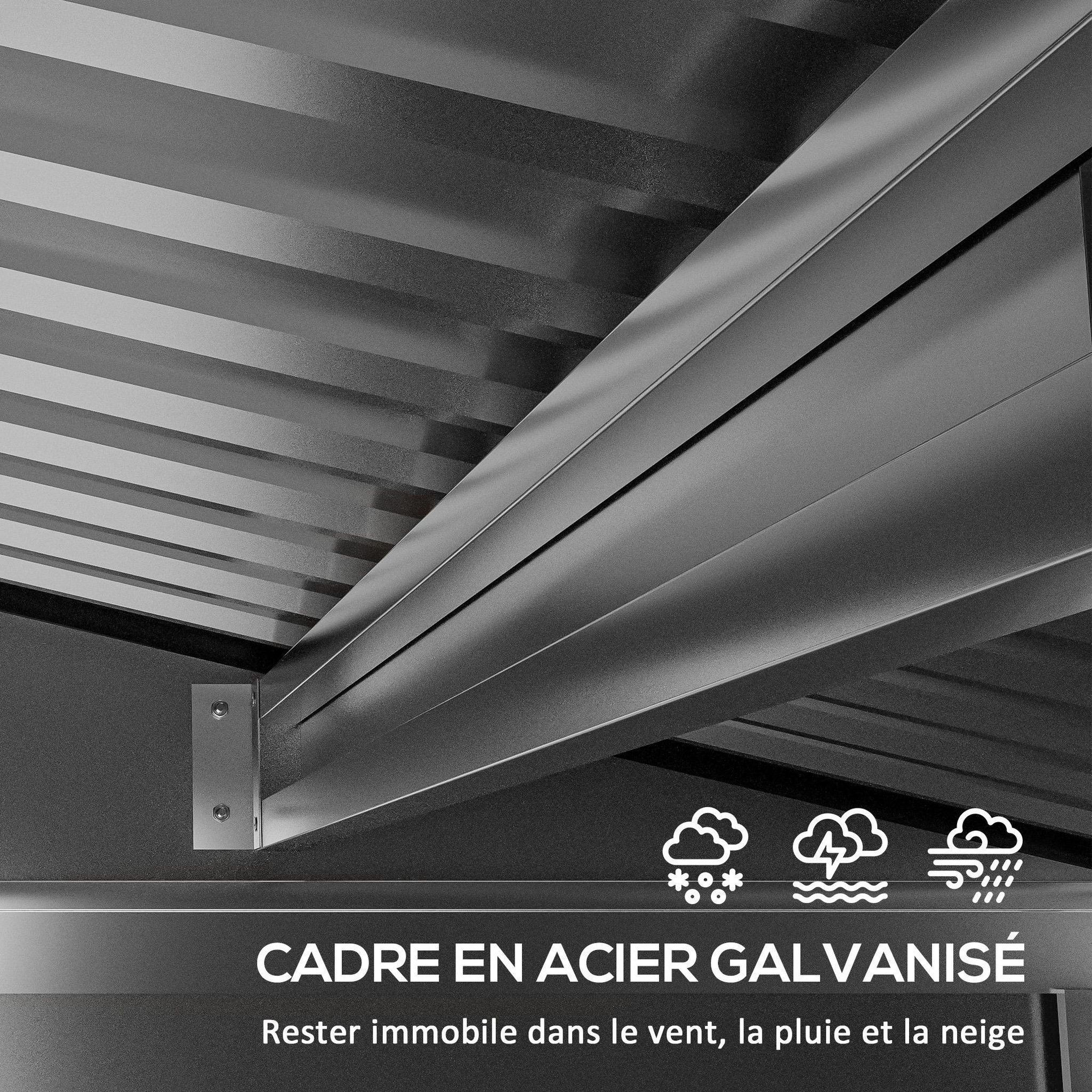 Voir la diapositive 3 : OUTSUNNY Abri de jardin cabanon dim. 190L x 131l x 188H cm porte verrouillable ventilations tôle acier ondulé gris