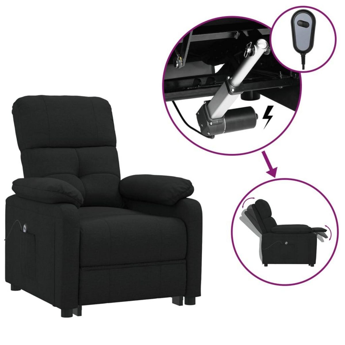 VIDAXL Fauteuil inclinable electrique Noir Tissu
