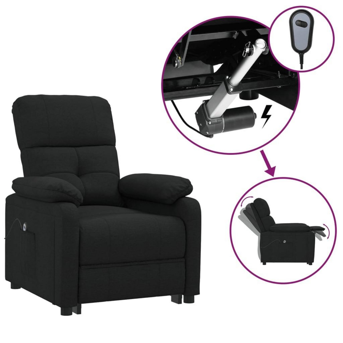 VIDAXL Fauteuil inclinable electrique Noir Tissu