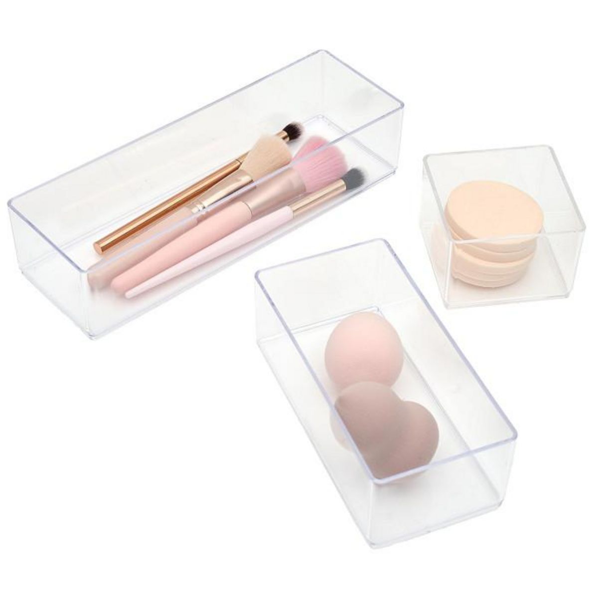 Paris Prix Lot de 3 Organisateurs de Tiroir  Cosmétique  22cm Transparent