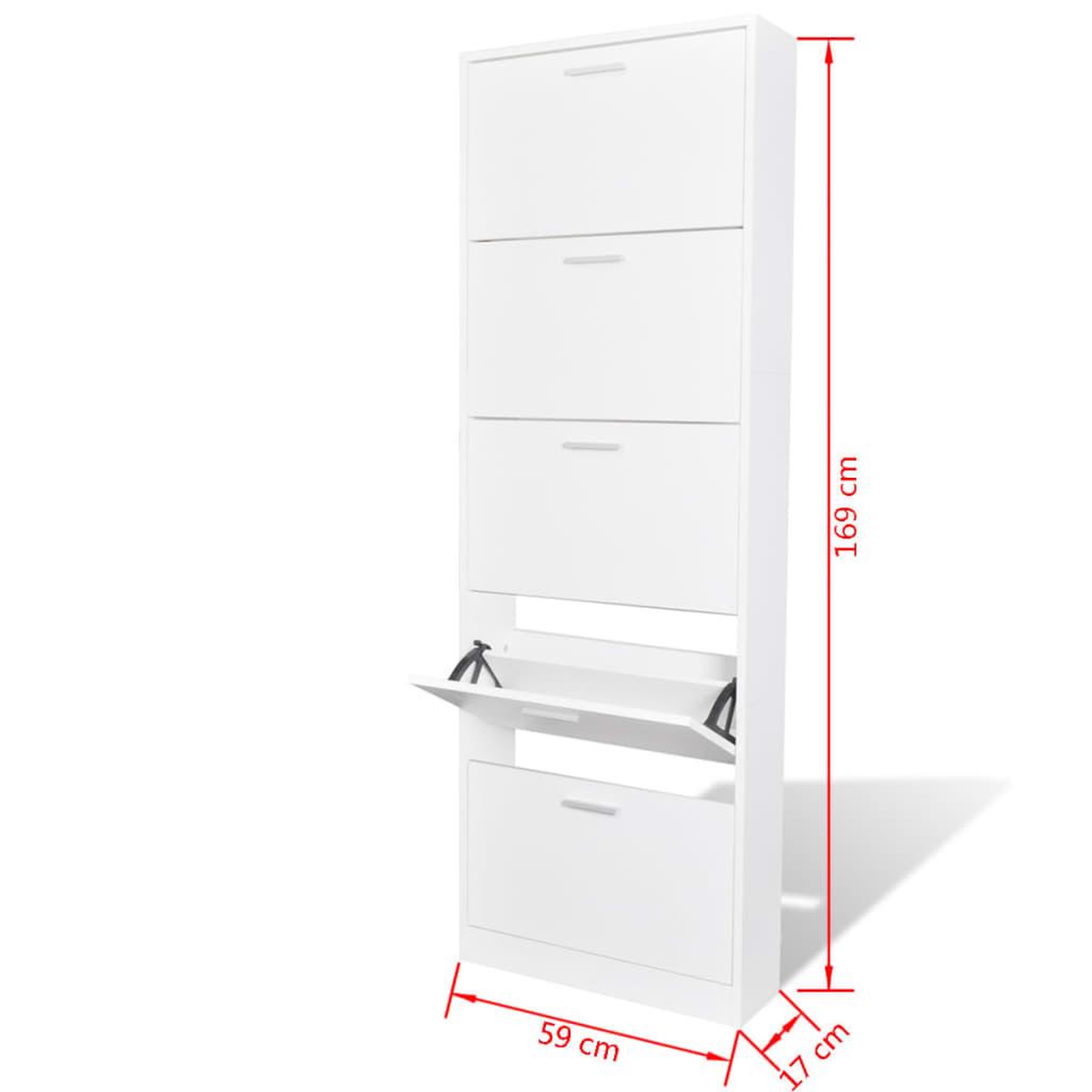 Voir la diapositive 6 : VIDAXL Meuble a chaussures en bois avec 5 compartiments Blanc