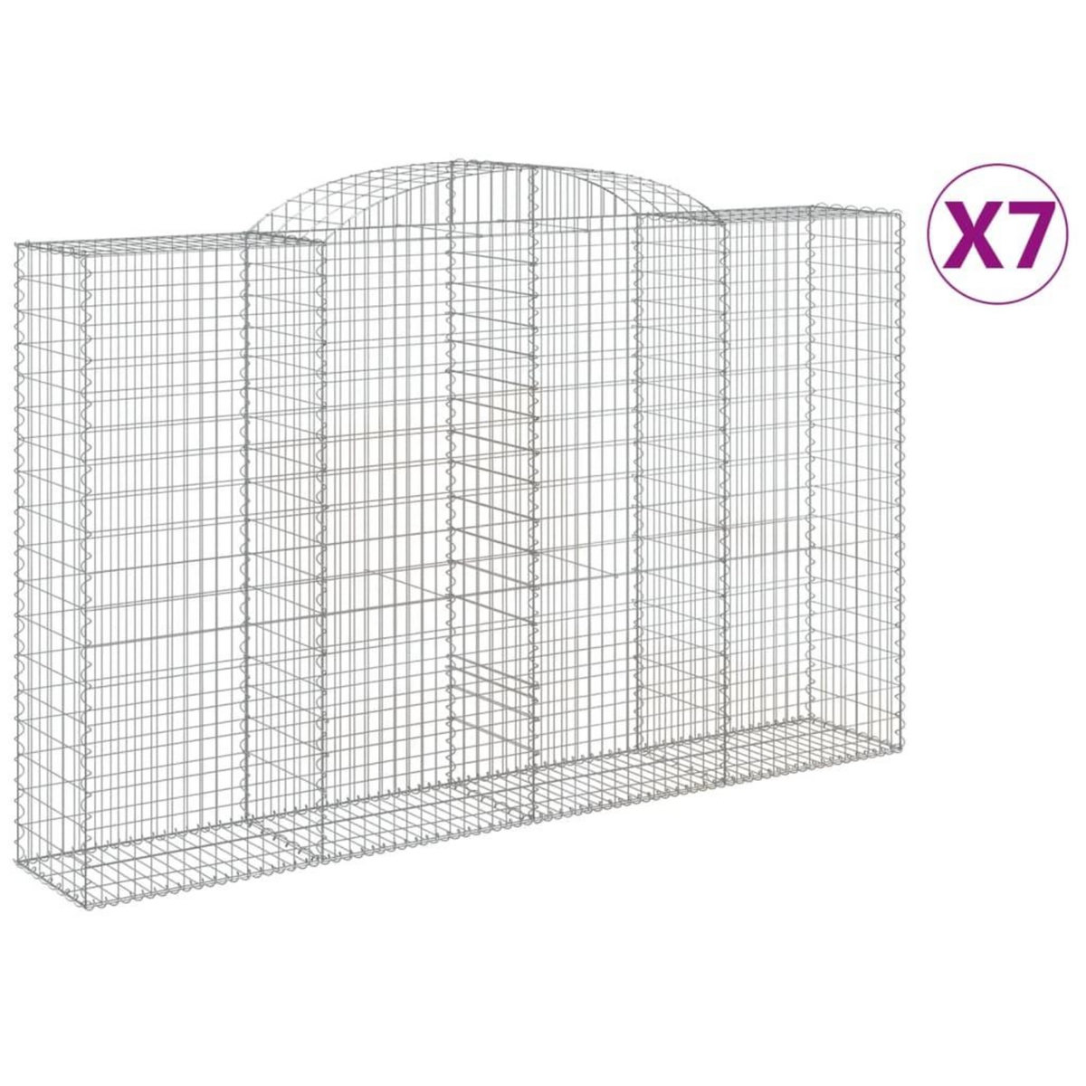 VIDAXL Paniers a gabions arques 7 pcs 300x50x180/200 cm fer galvanise