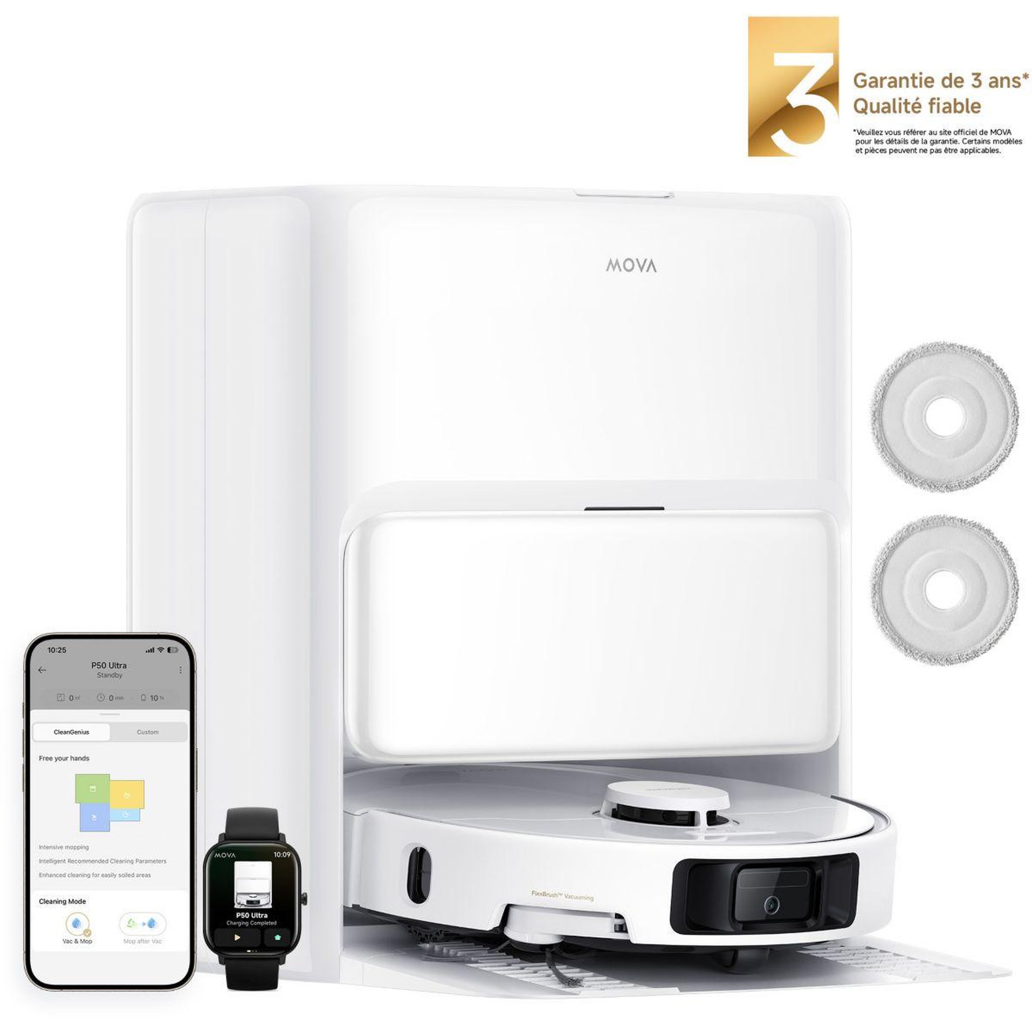 Voir la diapositive 2 : MOVA Robot aspirateur laveur p50 ultra
