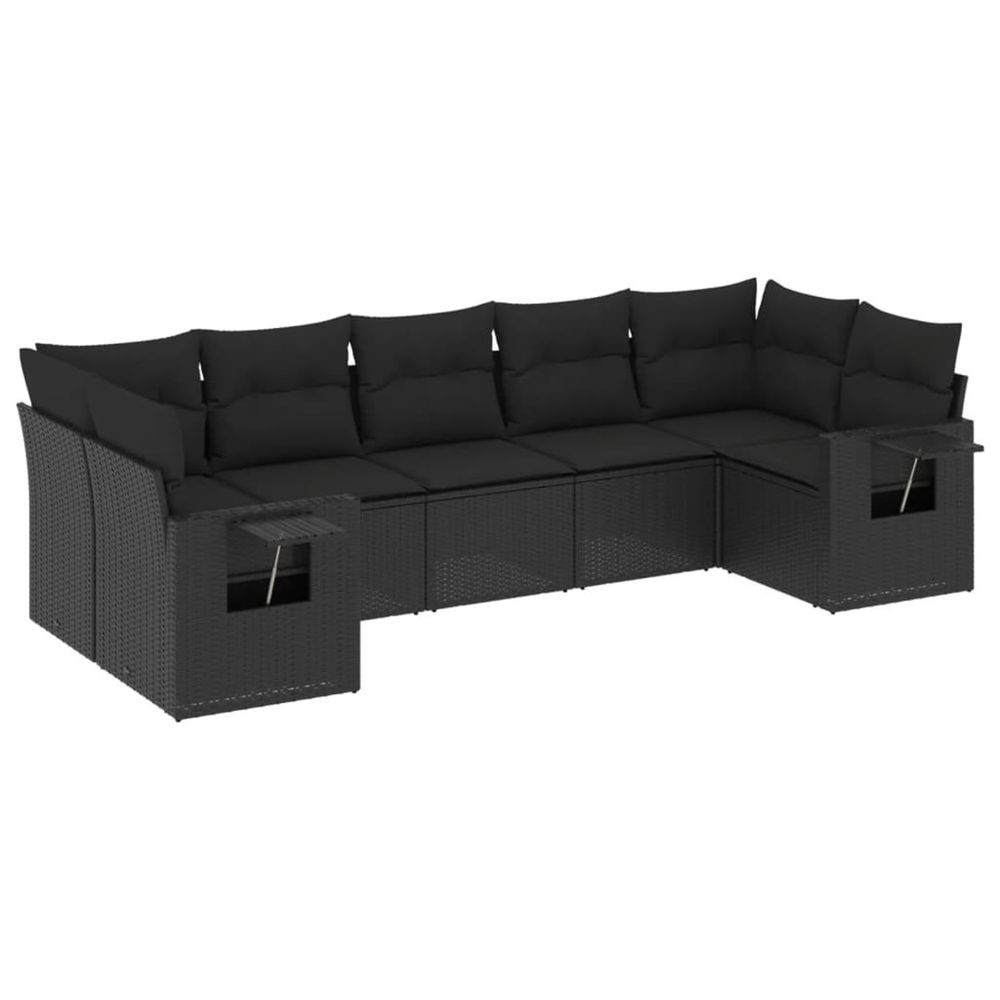 Voir la diapositive 2 : VIDAXL Salon de jardin 7 pcs avec coussins noir resine tressee