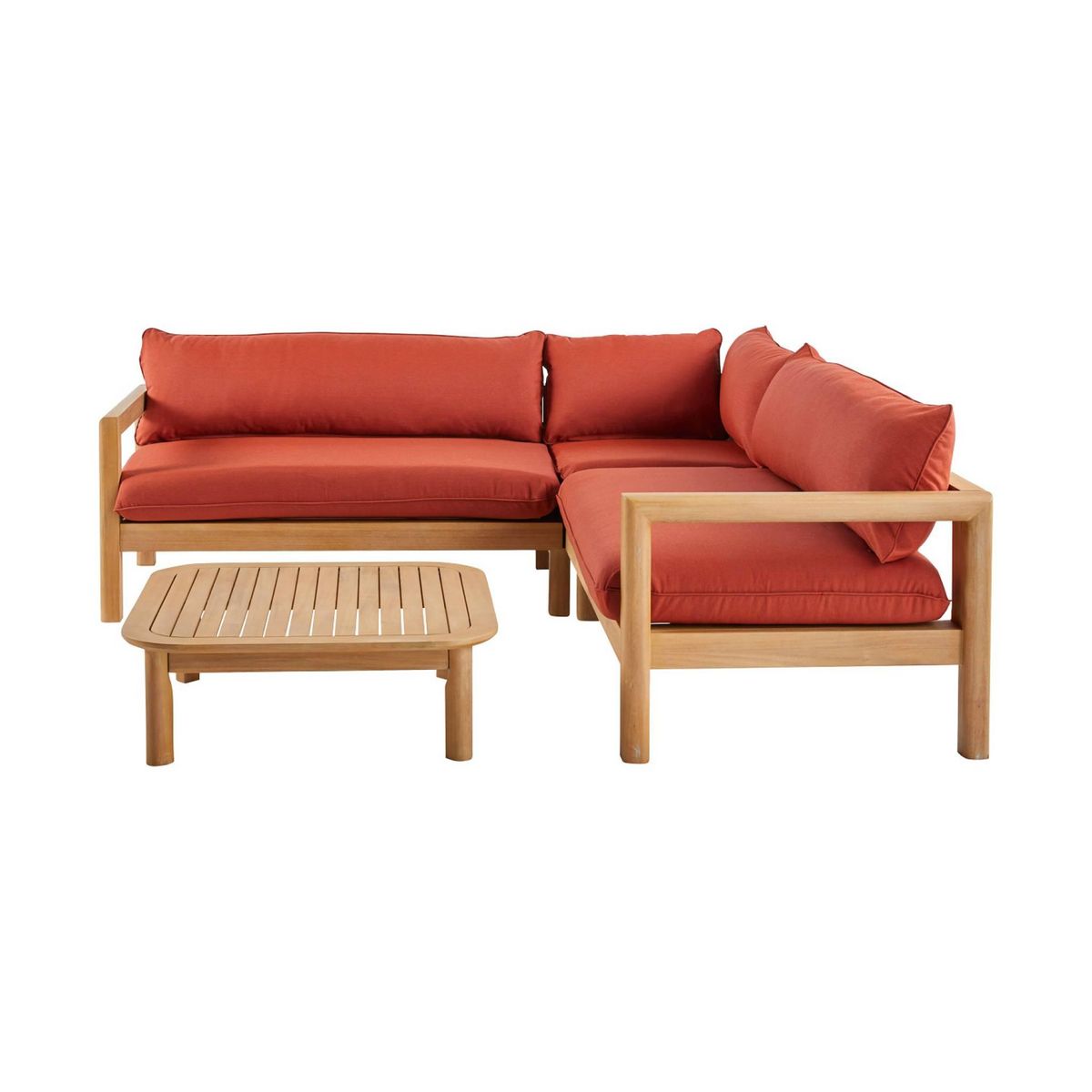 SWEEEK Salon de jardin d'angle bois d'acacia 5 places BURGOS, table carrée