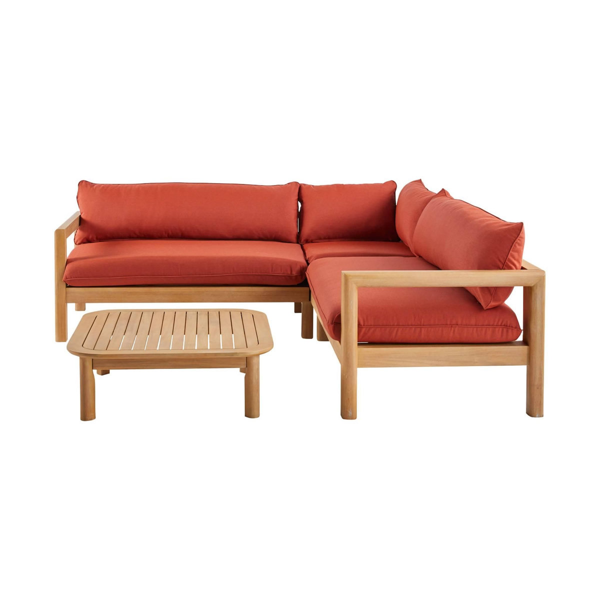 SWEEEK Salon de jardin d'angle bois d'acacia 5 places BURGOS, table carrée