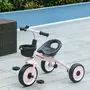 HOMCOM Tricycle enfant multi-équipé garde-boue sonnette panier pédales antidérapantes siège réglable avec dossier métal rose