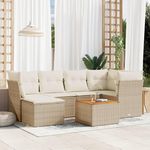 VIDAXL Salon de jardin avec coussins 7 pcs beige resine tressee