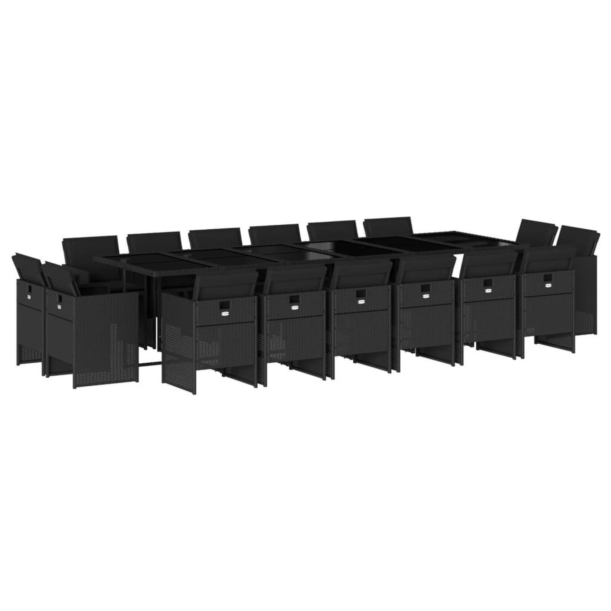 Voir la diapositive 2 : VIDAXL Ensemble a manger de jardin 17 pcs coussins noir resine tressee