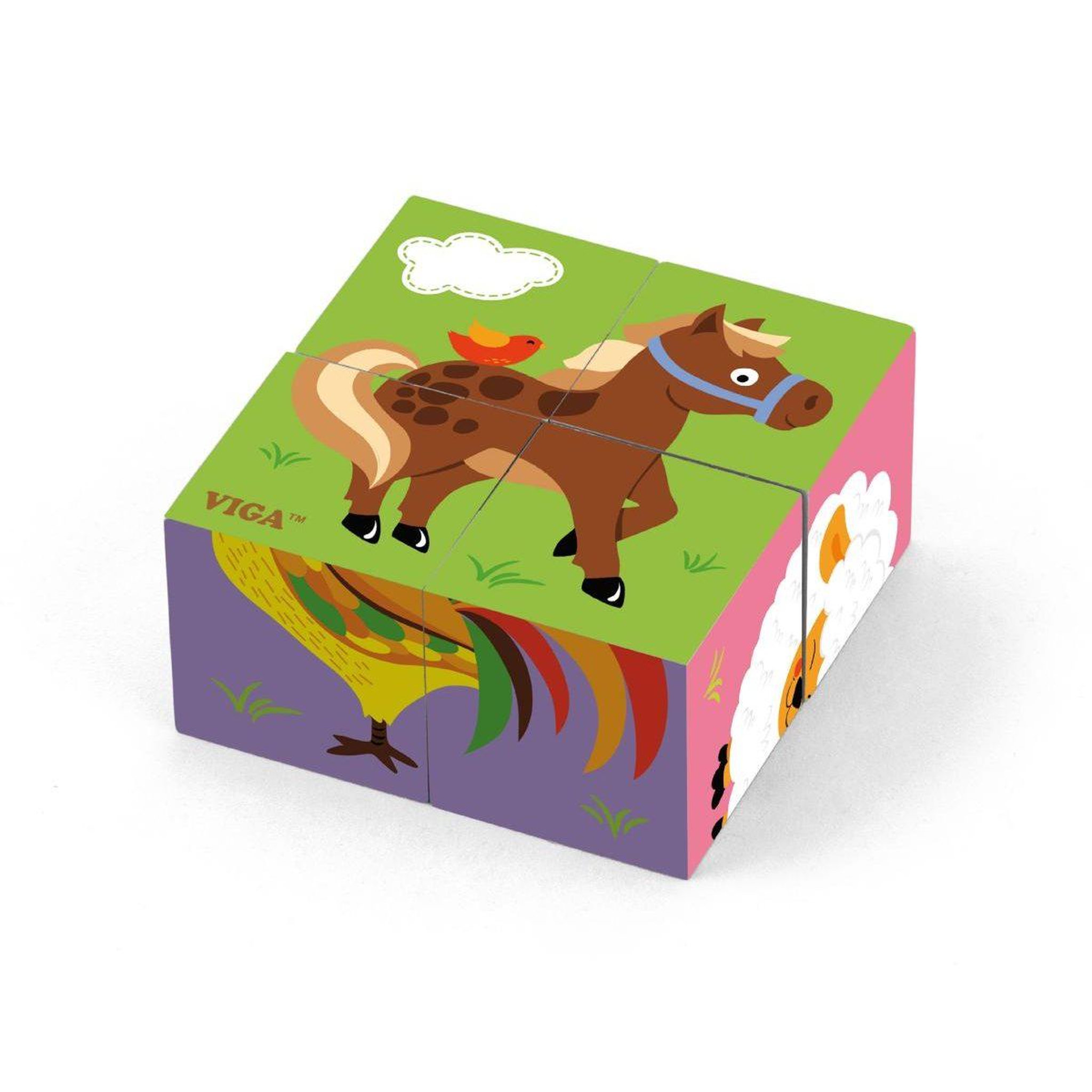 VIGA Puzzle cubes 4pcs (6 faces)  50835 - animaux de la ferme