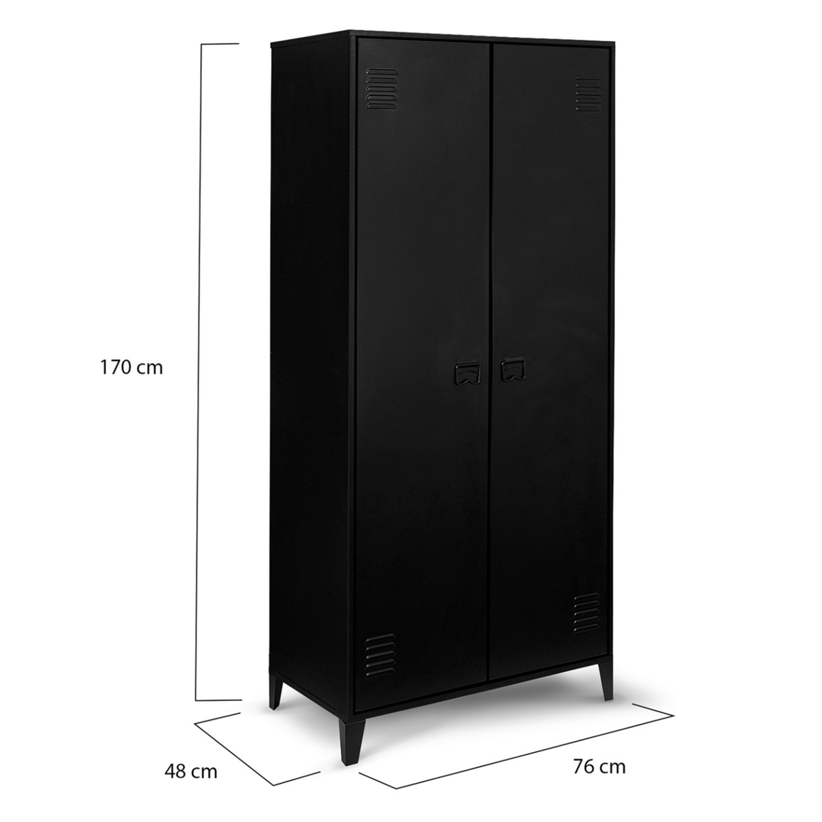 ID MARKET Armoire vestiaire penderie ESTER 2 portes métal noir design industriel