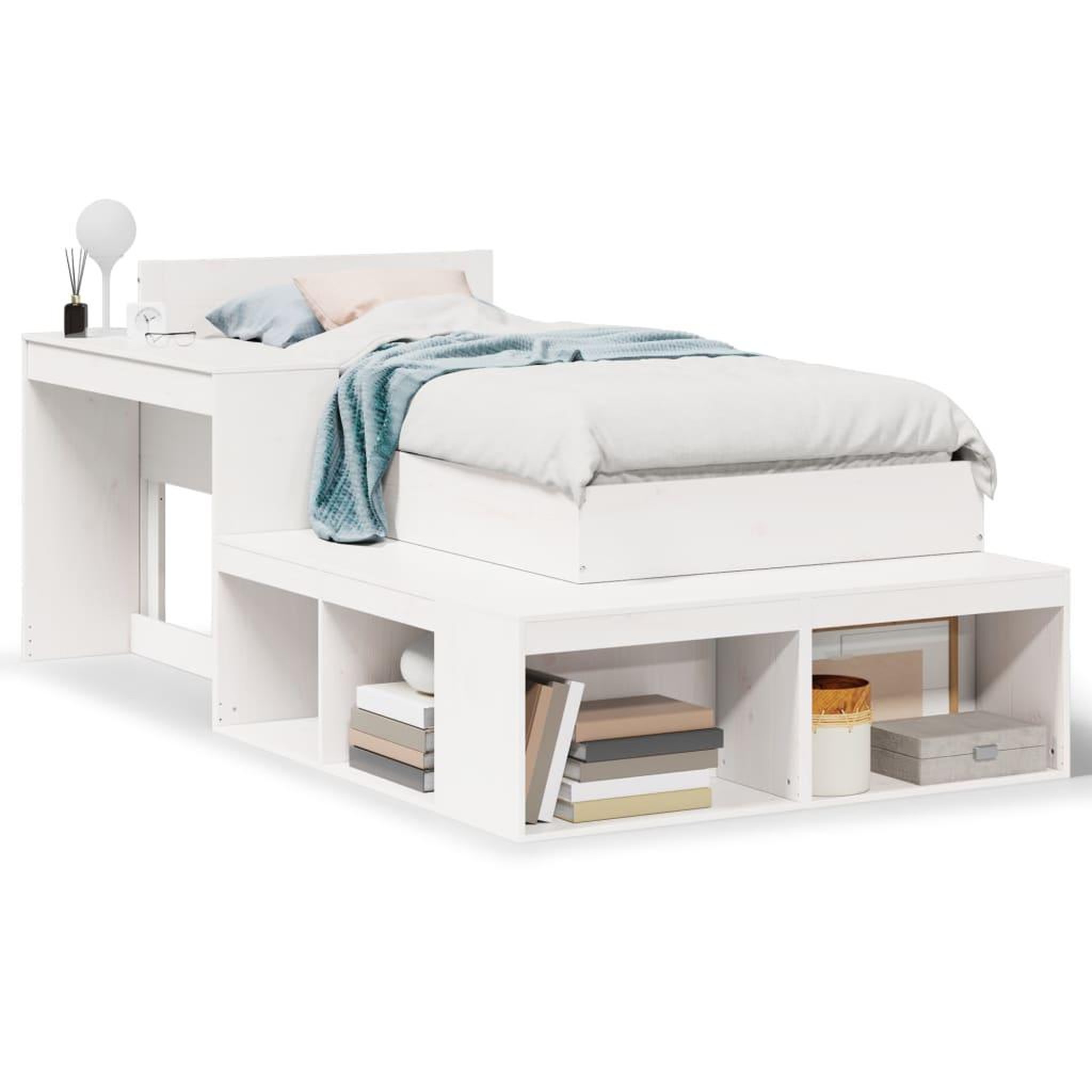 Voir la diapositive 2 : VIDAXL Cadre de lit sans matelas blanc 75x190 cm bois de pin massif