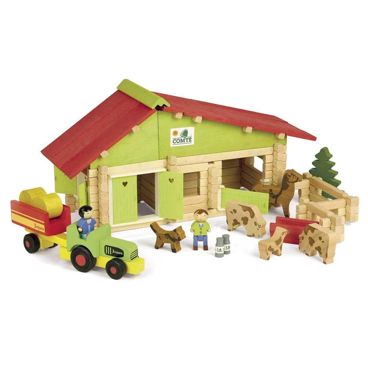 JEUJURA Ma ferme en bois avec tracteur et animaux