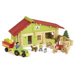 JEUJURA Ma ferme en bois avec tracteur et animaux