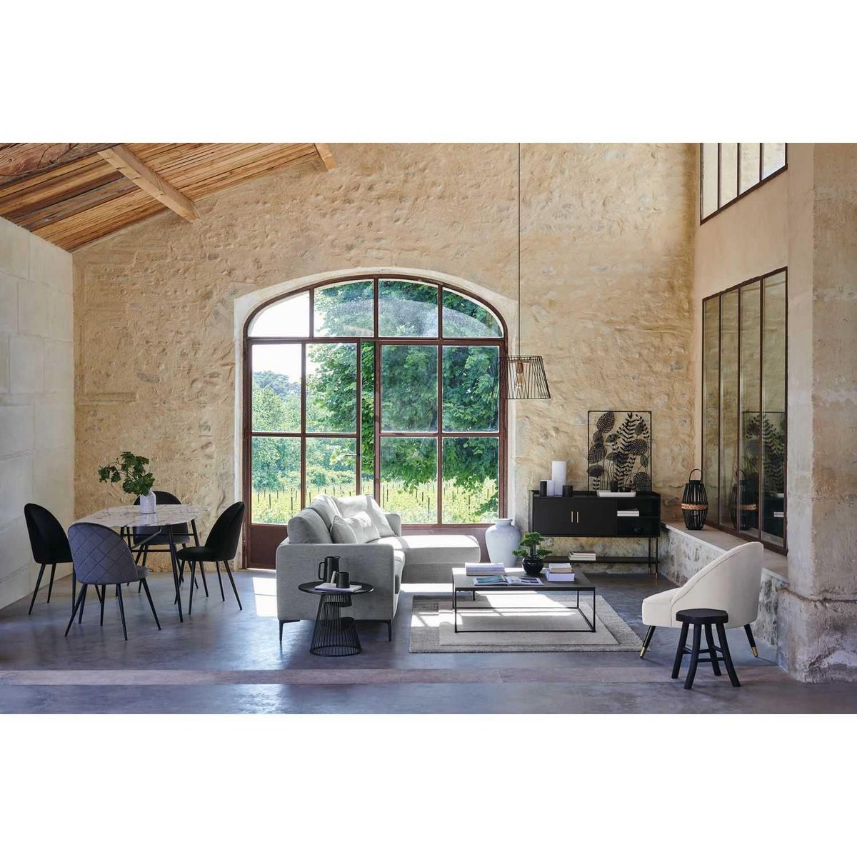 ATMOSPHERA Buffet 2 portes et 2 niches Teddy - Noir