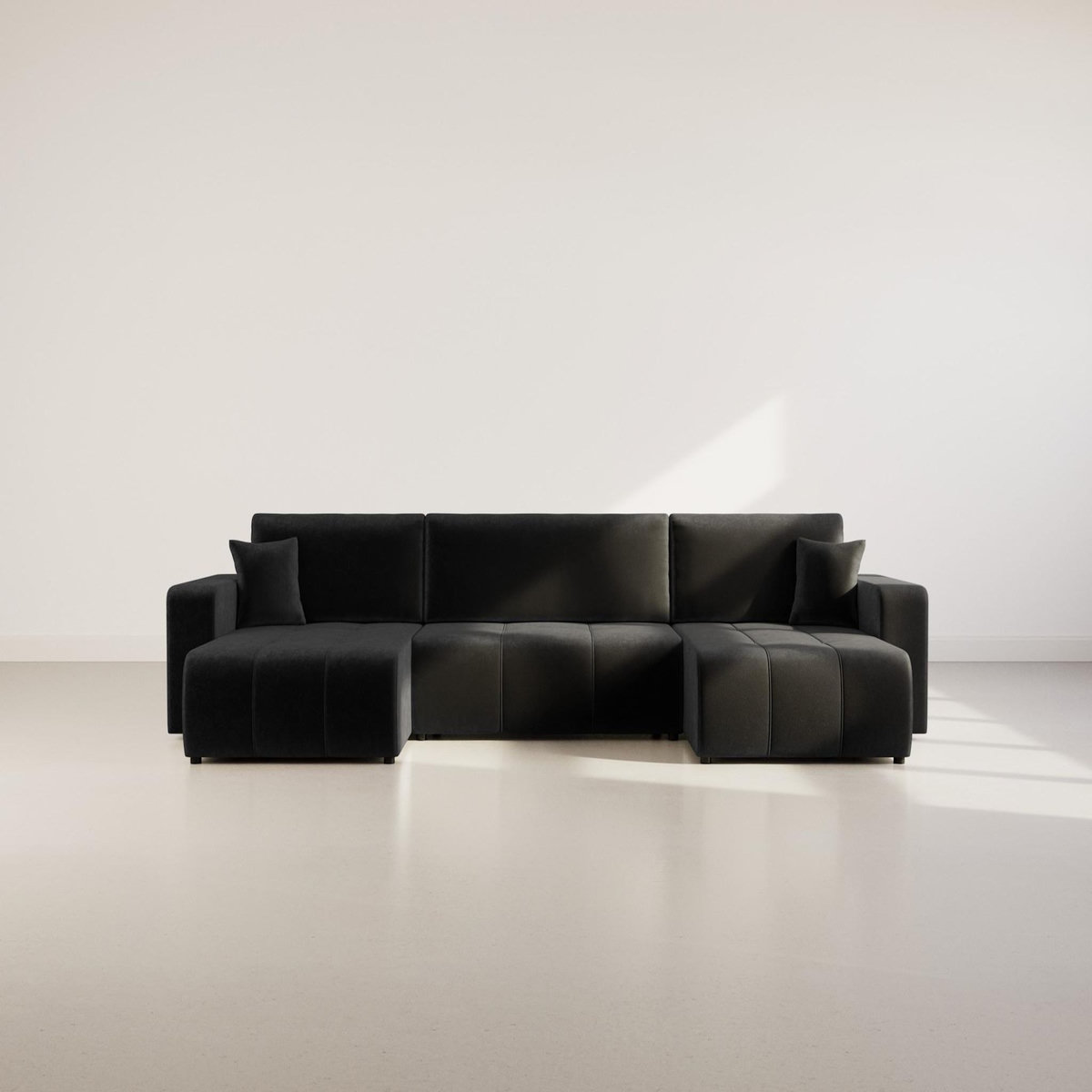 BEST MOBILIER Nicole - canapé panoramique en u 7 places convertible avec coffre en tissu