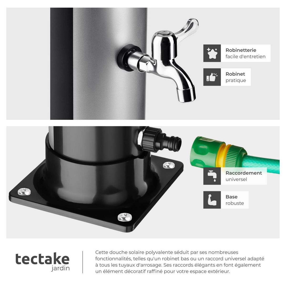 tectake Douche solaire 20 litres noir/gris