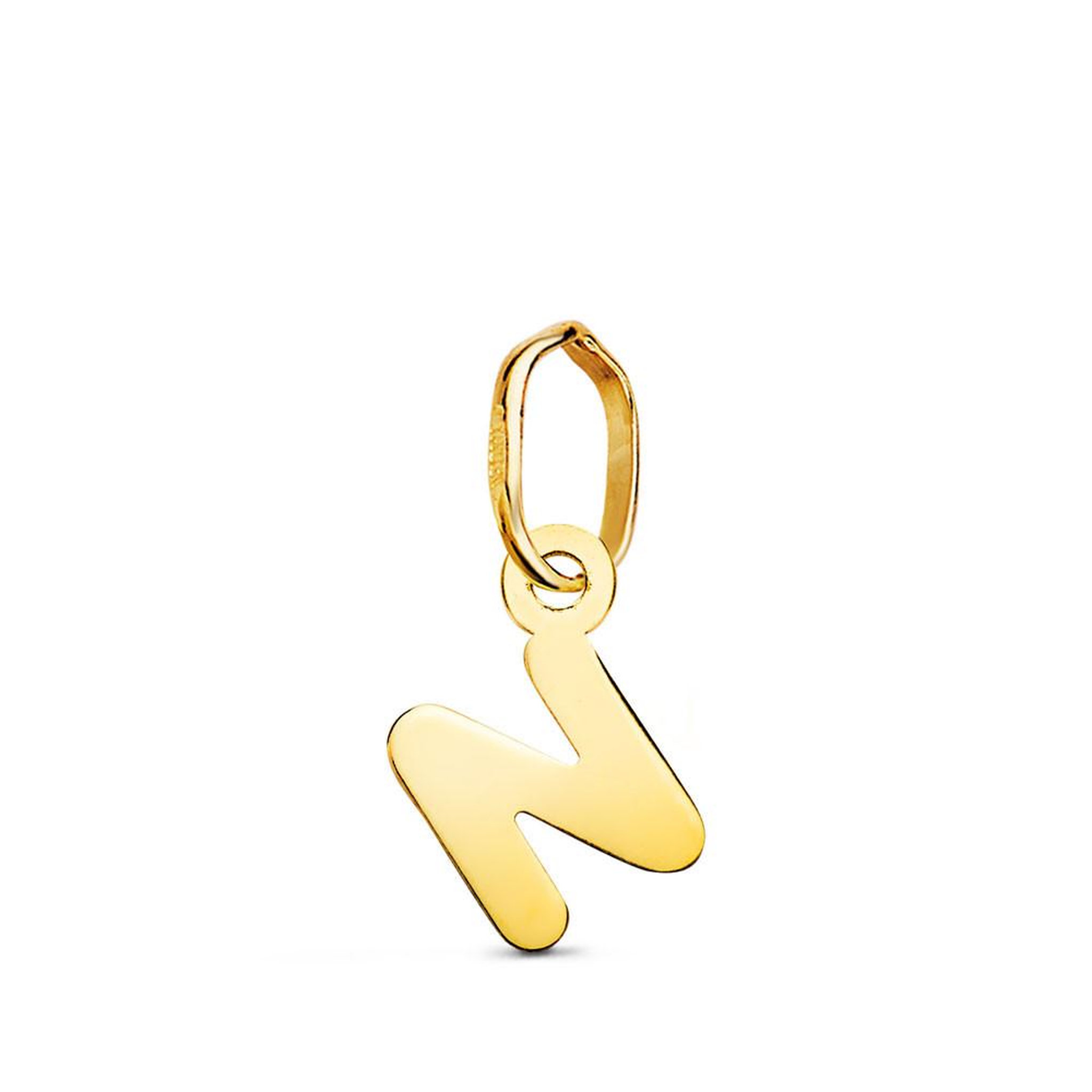 L'ATELIER D'AZUR Pendentif Or 18 Carats 750 Jaune - Initiale Lettre  N  - Chaine Offerte
