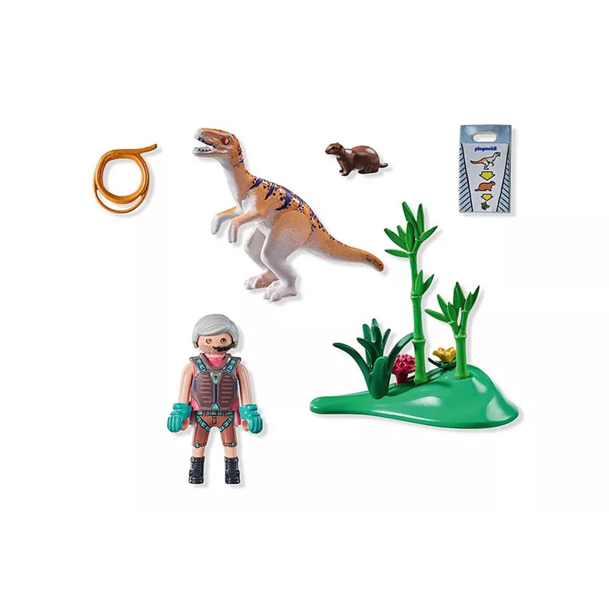 Voir la diapositive 3 : PLAYMOBIL Vélociraptor, explorateur avec lasso et marmotte