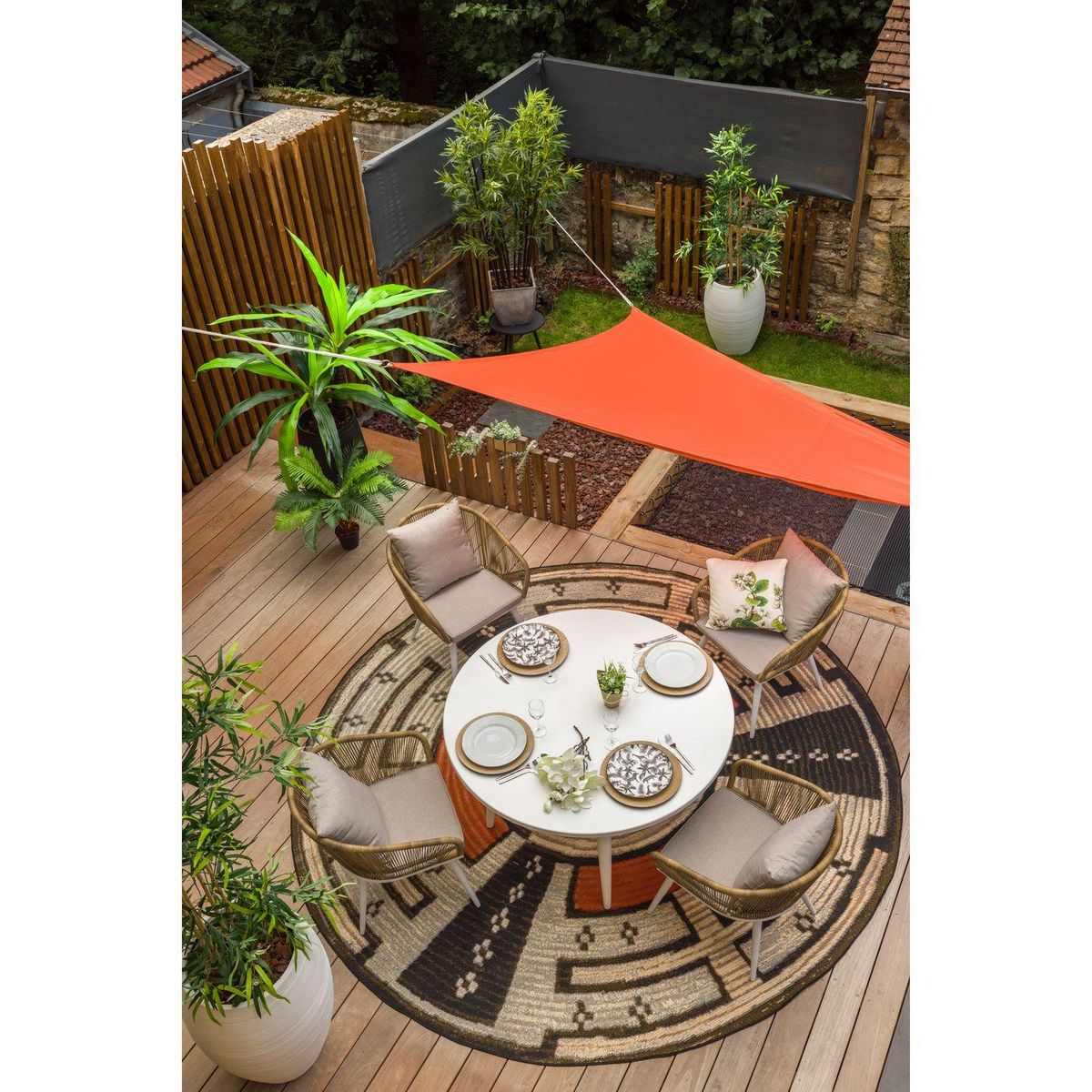 JARDILINE Salon de jardin - 4 places - Aluminium - Blanc - CAPRI