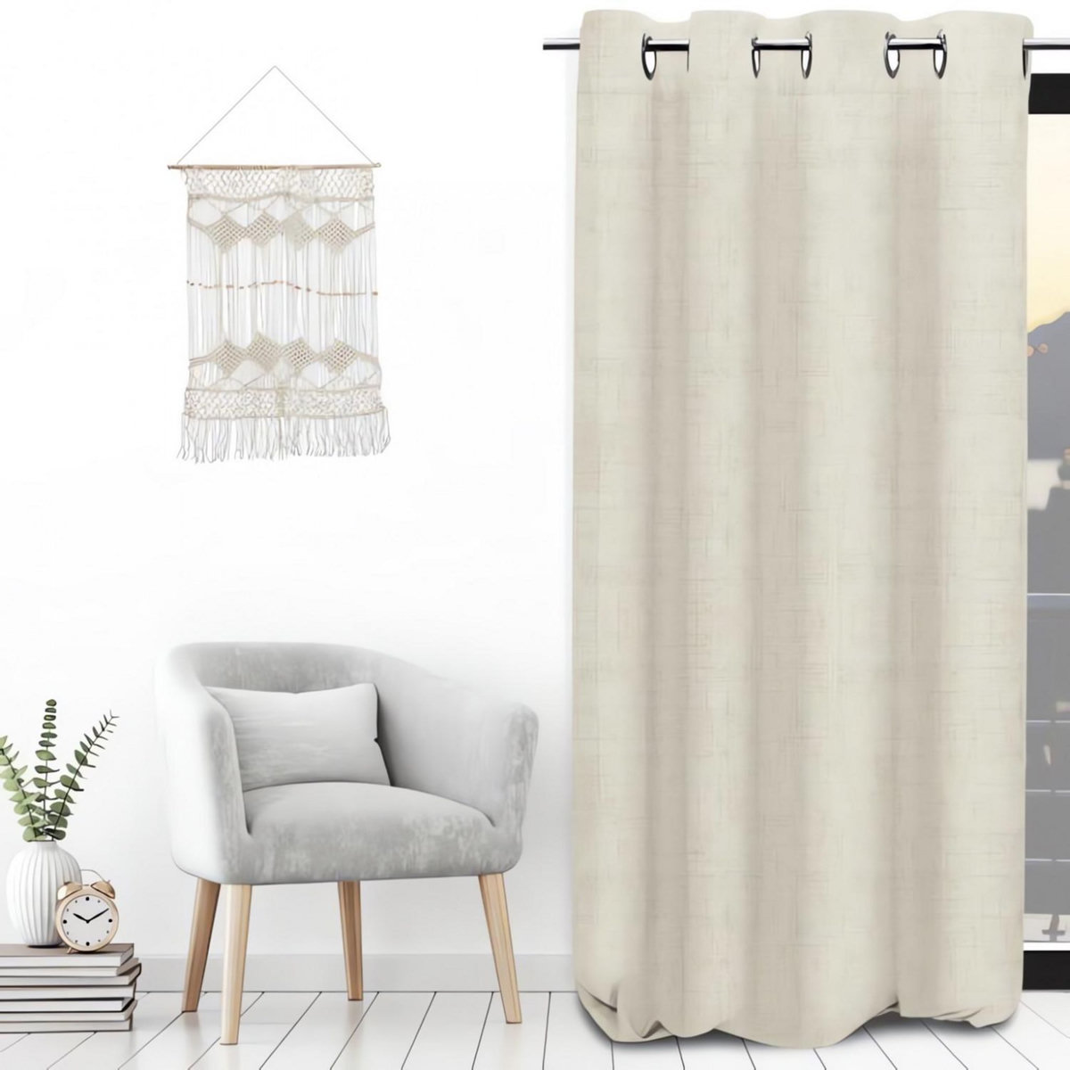 SOLEIL D'OCRE Rideau lin à oeillets 135x250 cm LINEN, par Soleil d'Ocre