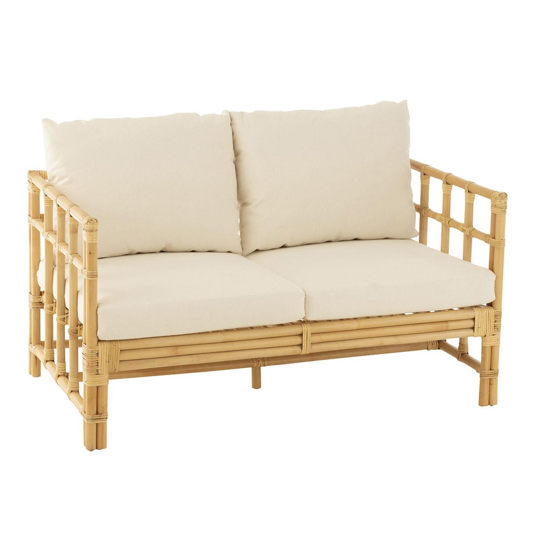 J-LINE Canapé 2 places rotin & coussin  elise  127cm naturel