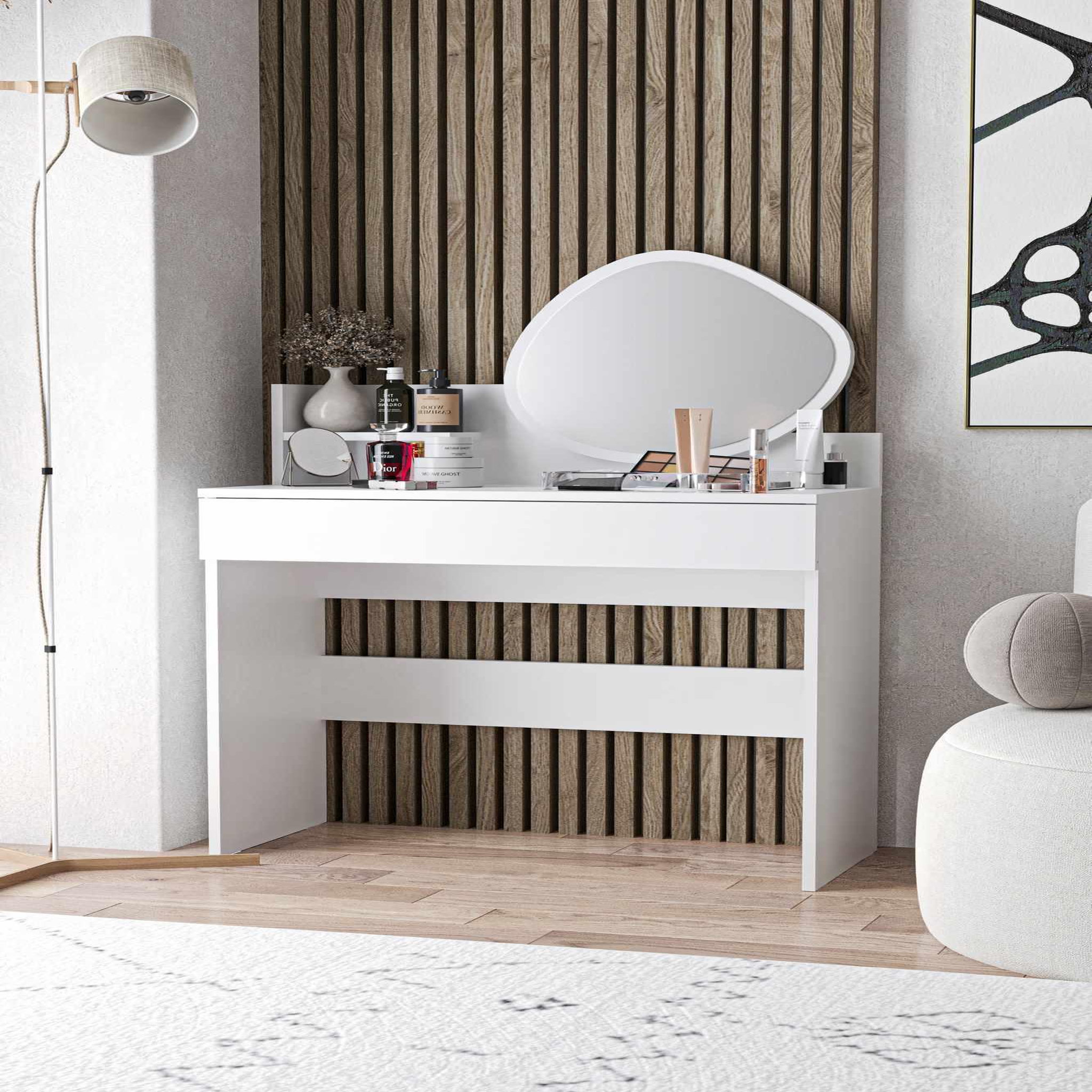 Voir la diapositive 3 : Habitat et Jardin Coiffeuse avec miroir en bois  harmony mini amorphous  - 90 x 40 x 133 cm - blanc