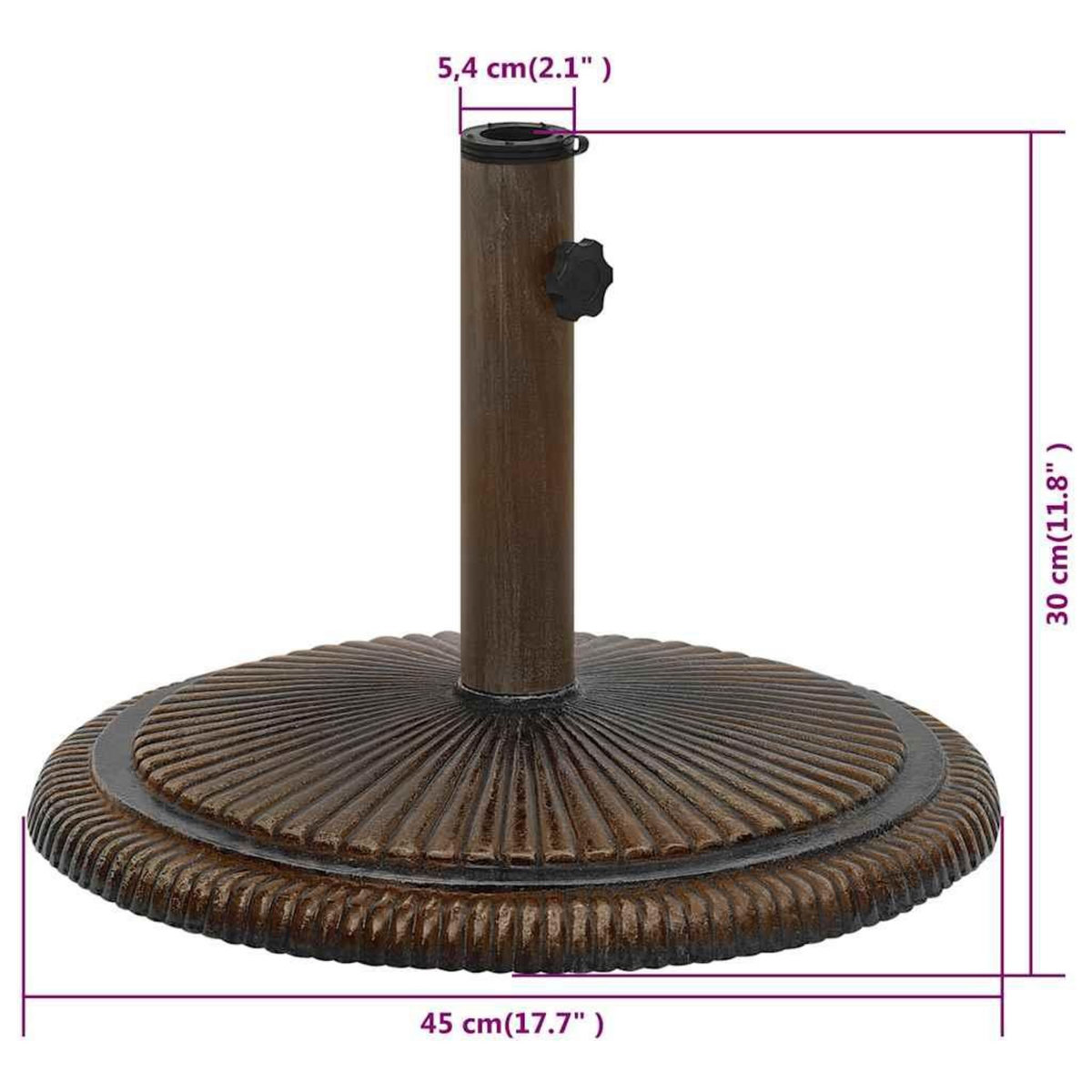 VIDAXL Socle de parasol Bronze 45x45x30 cm Fonte