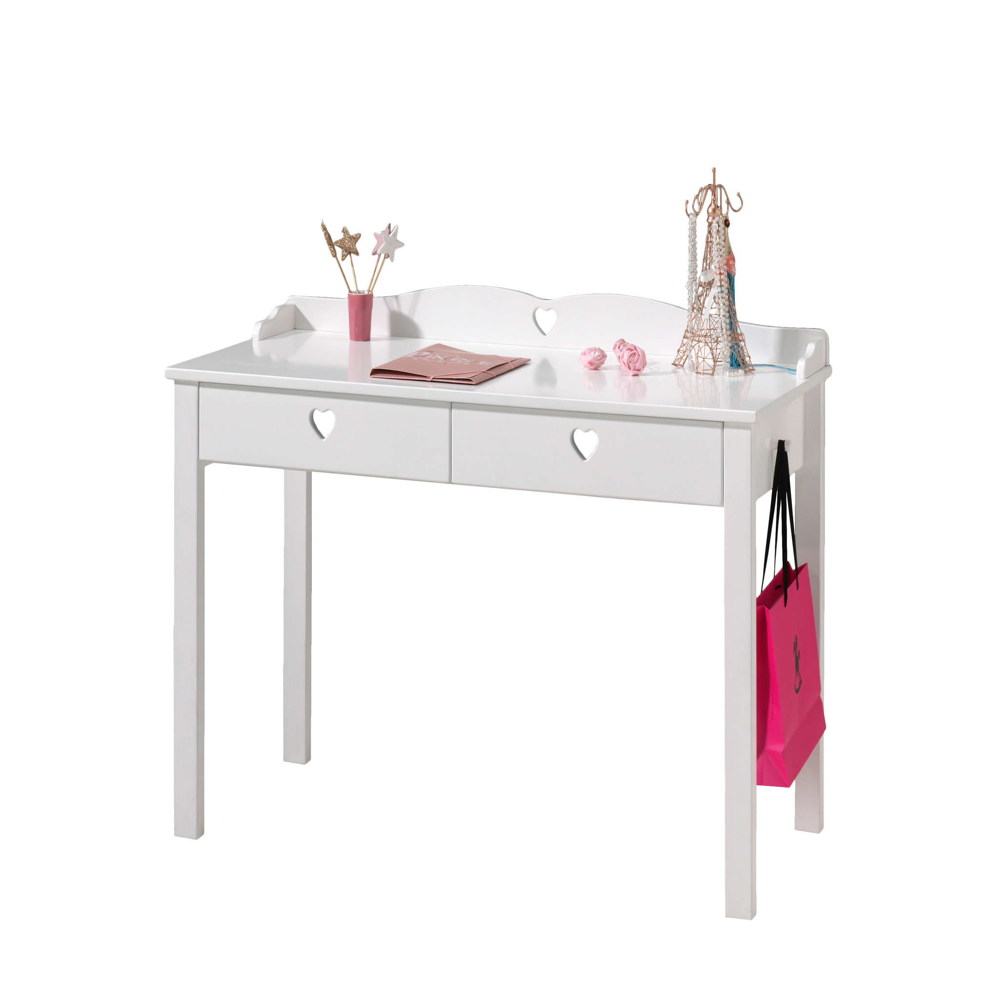 Voir la diapositive 2 : Bureau 2 tiroirs L130 cm MAUDE