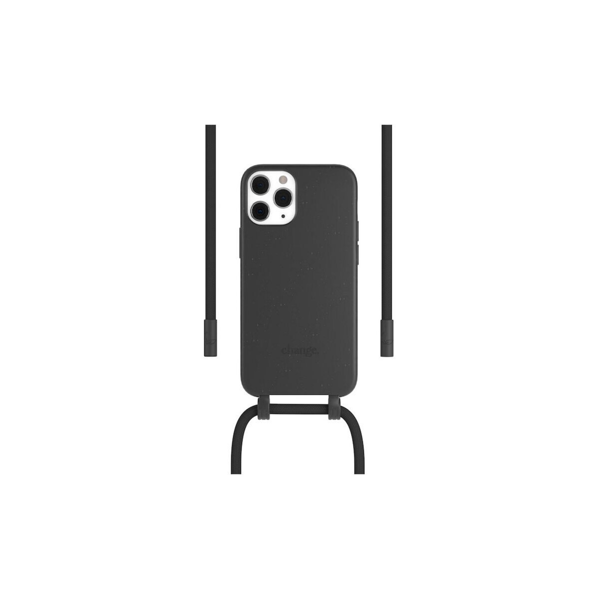 WOODCESSORIES Coque avec cordon iPhone 12/12 Pro Tour de cou Bio noir
