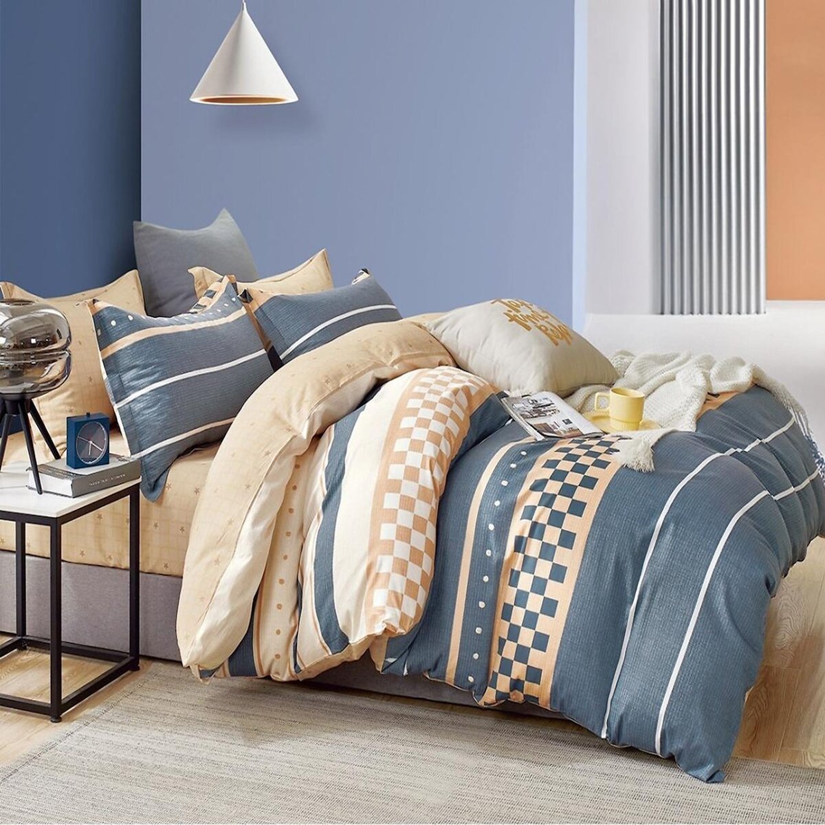 Home collection Parure housse de couette 100 % percale de coton 80 fils Rayvan