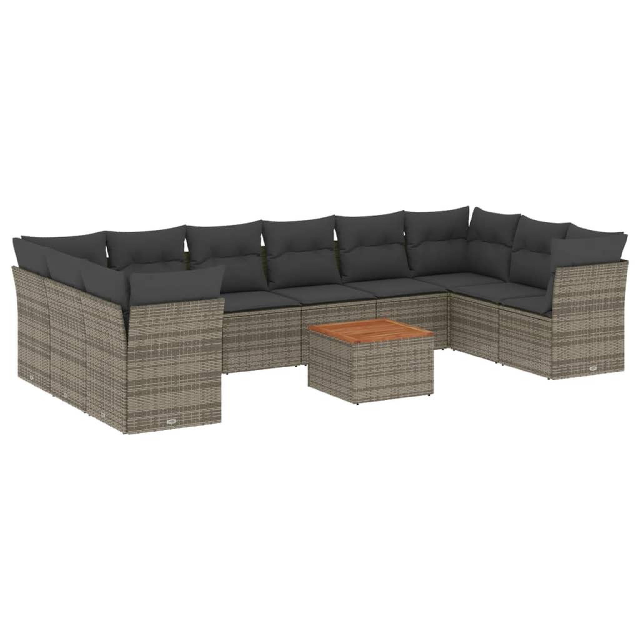 Voir la diapositive 2 : VIDAXL Salon de jardin 11 pcs avec coussins gris resine tressee