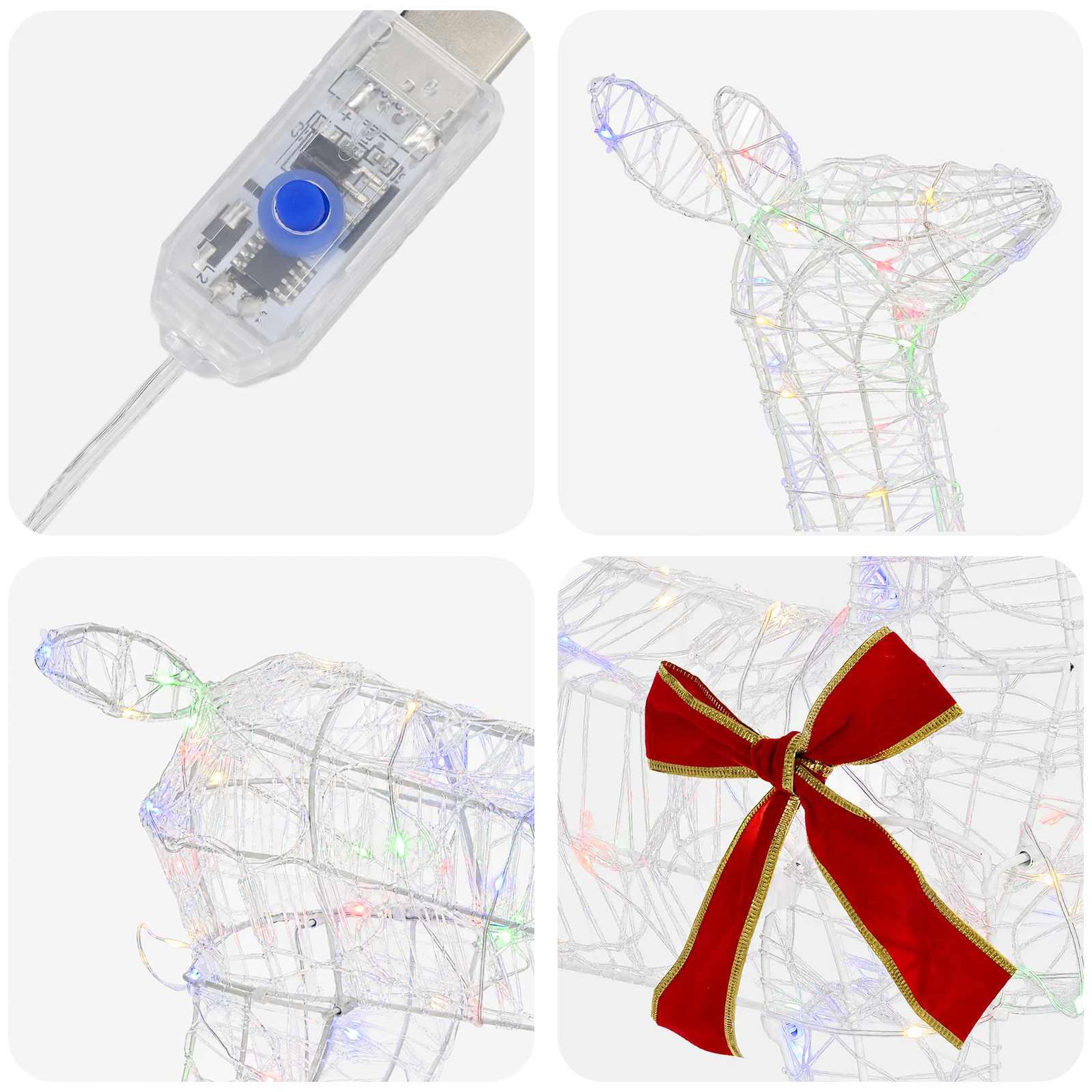 Voir la diapositive 6 : VIDAXL Renne de Noël 3D LOVIISA 110 LED Multicolore 70 x 26 x 100 cm