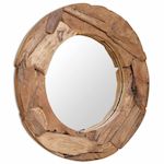 VIDAXL Miroir decoratif Teck 80 cm Rond