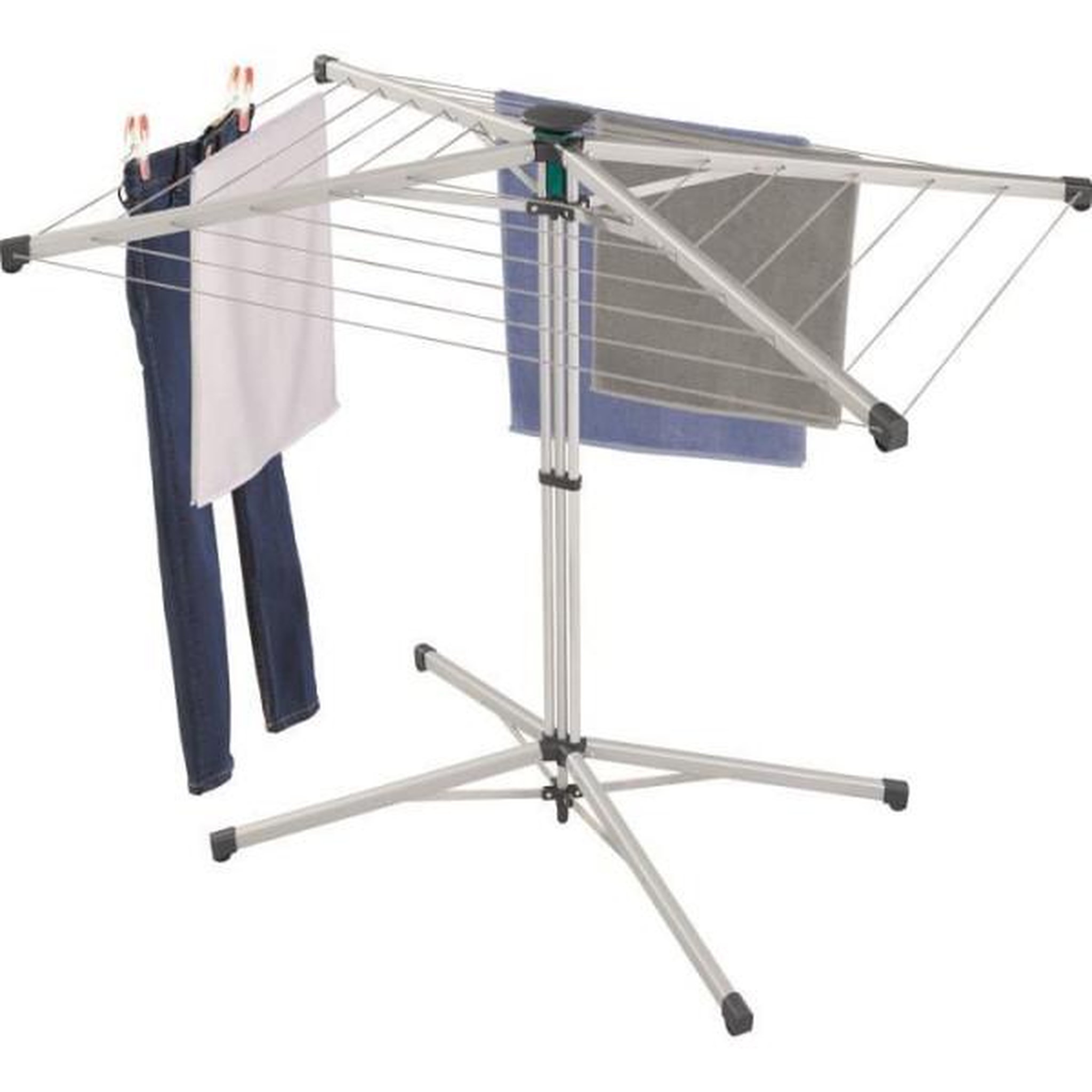 Leifheit Sèche-linge - Séchoir parapluie Leifheit 140 LinoPop-Up 82500, étendoir intérieur et extérieur avec 14m d'étendage, transport et rangemen