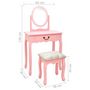 Voir la diapositive 6 : VIDAXL Coiffeuse et tabouret Rose 65x36x128 cm Bois de paulownia MDF