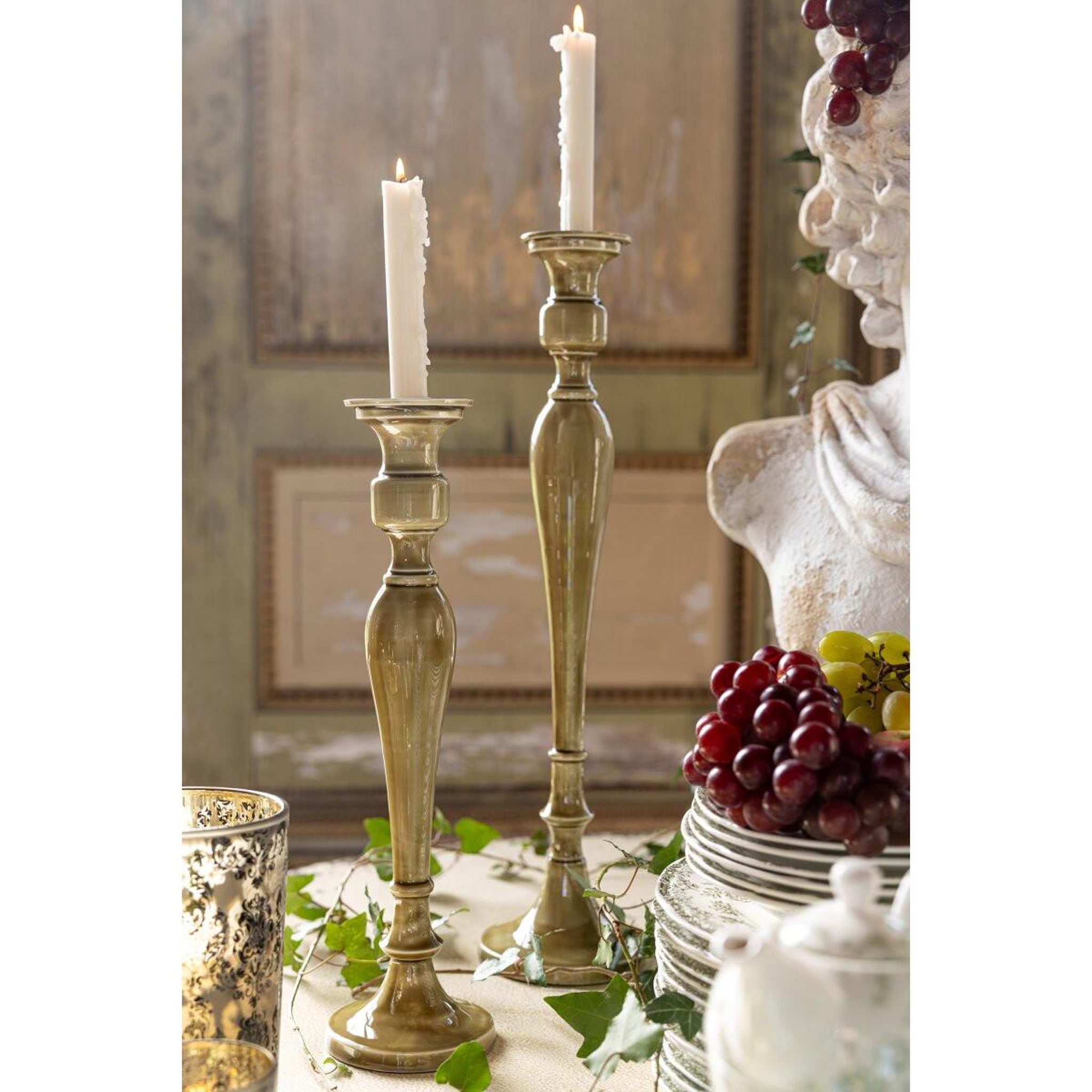 Voir la diapositive 4 : J-LINE Chandelier en métal  hedda  42cm vert olive