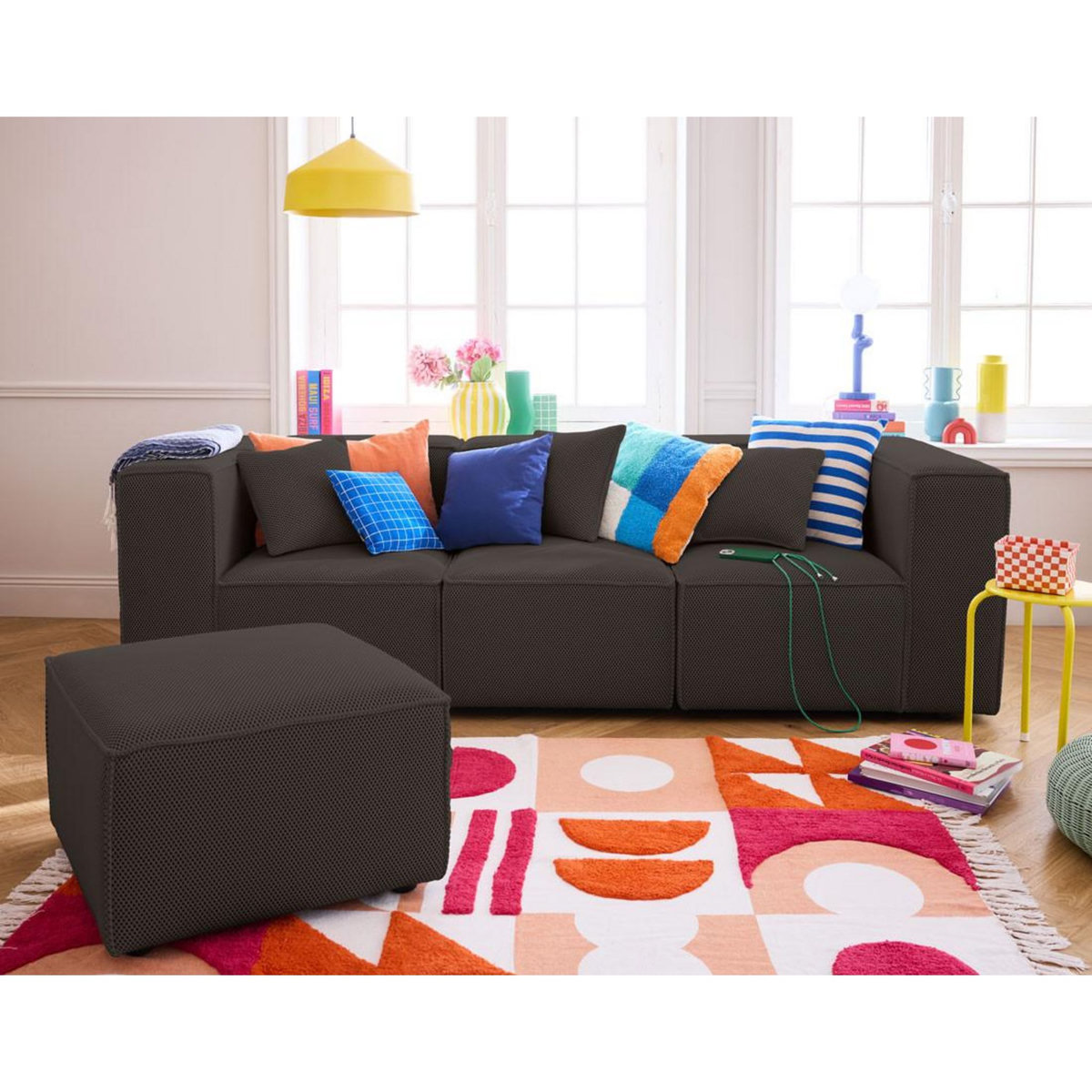 LISA DESIGN Arty - pouf d'appoint - en tissu mailles 3d