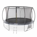 SWEEEK Trampoline rond Ø 430cm gris avec filet de protection intérieur - Venus Inner XXL –  échelle. bâche. filet pour chaussures et kit d'ancrage 4.30m 430 cm