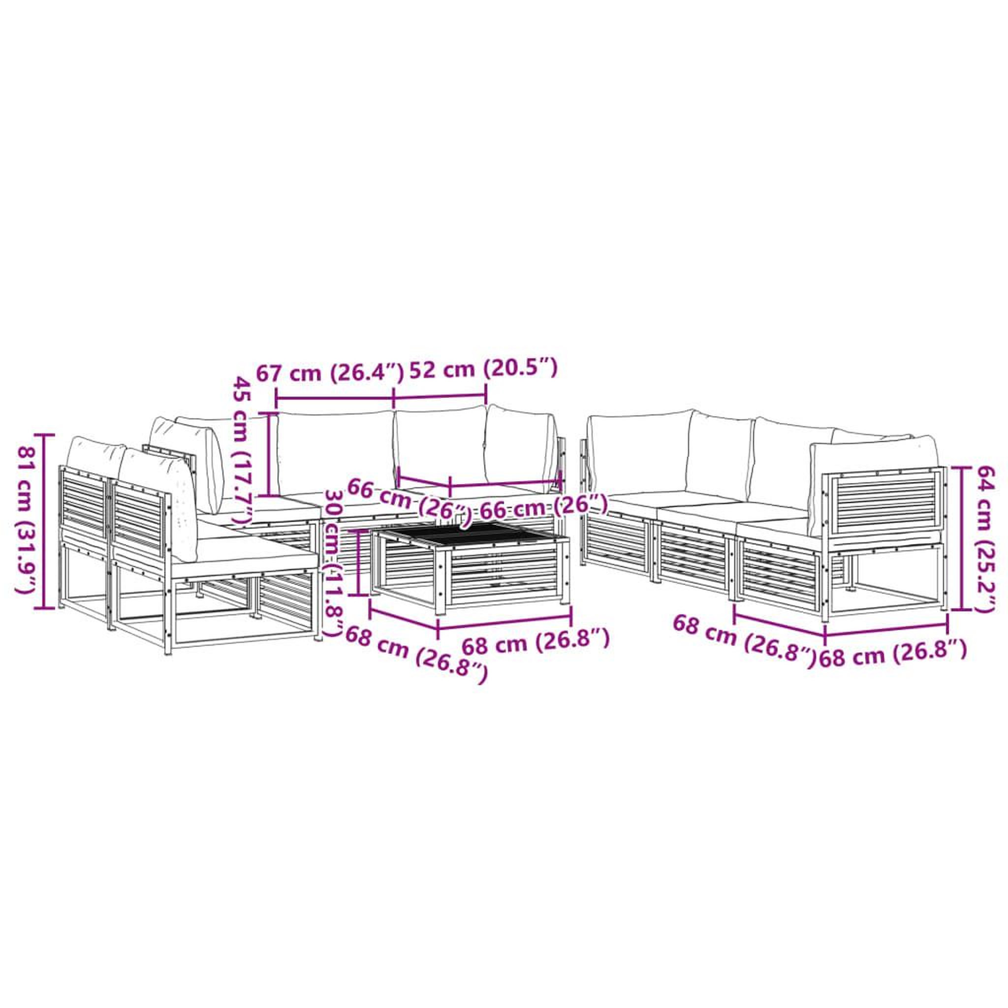 Voir la diapositive 6 : VIDAXL Salon de jardin avec coussins 9 pcs bois massif d'acacia