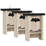 PAWHUT Nichoir à chauves-souris - lot de 3 - dim. 18L x 6l x 22H cm - bois sapin naturel noir