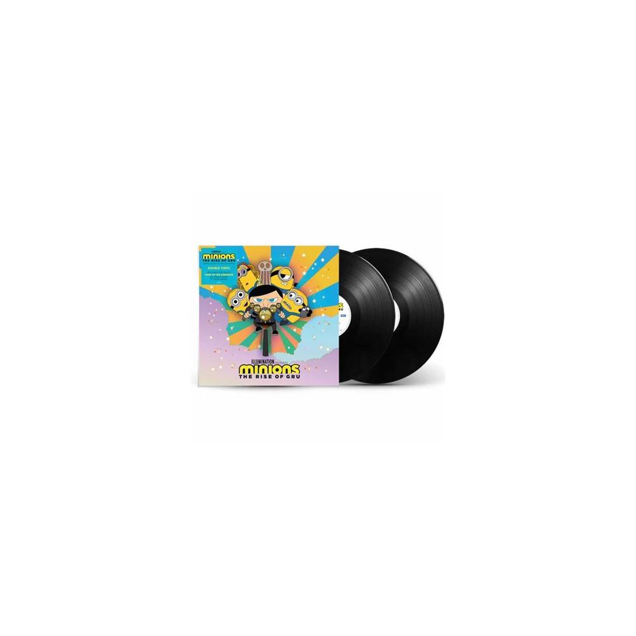 Vinyle album set minions 2 : il était une fois gru - bande originale de film - 2 disques noirs - édition standard en français, cover illustrée