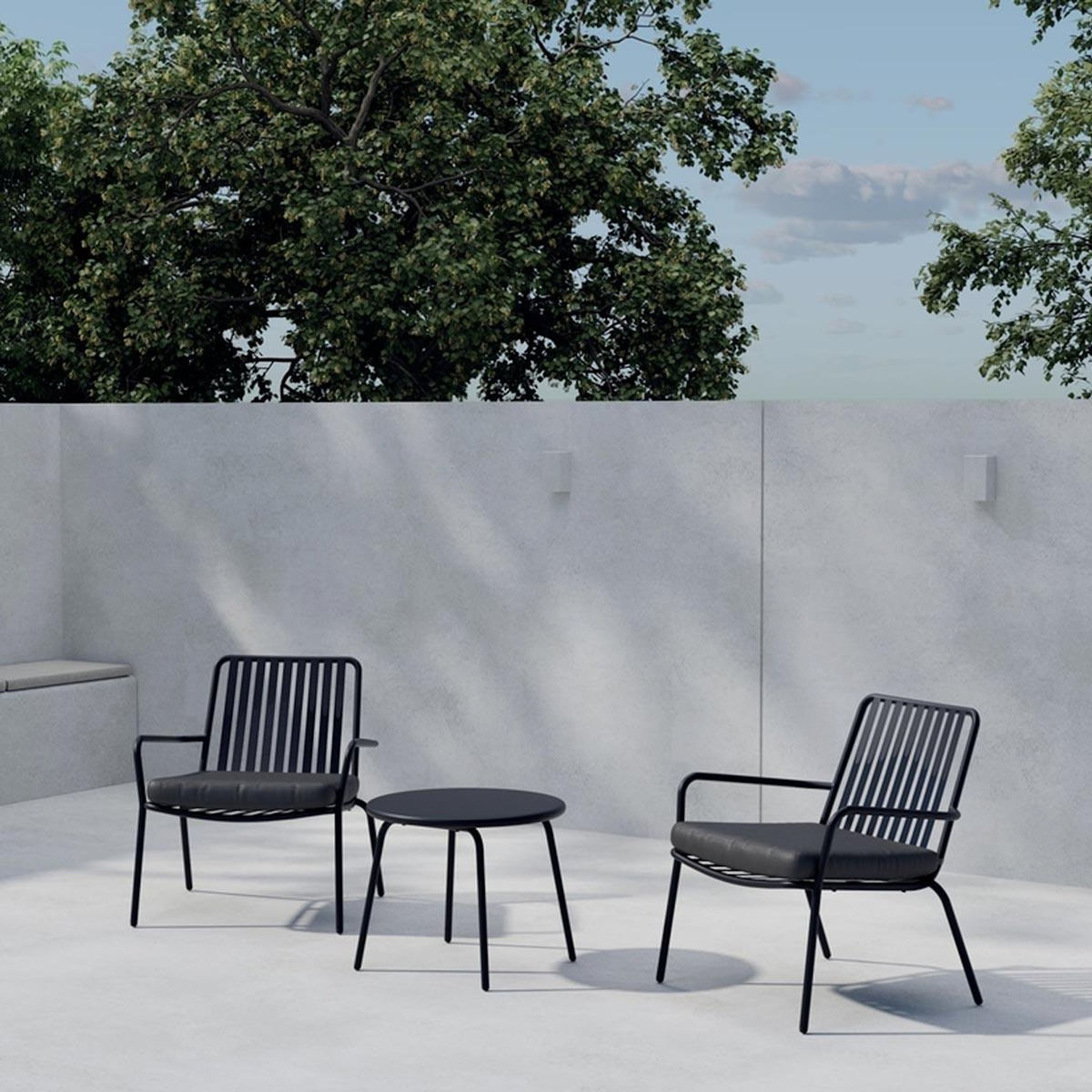 Paris Prix Salon de Jardin 3 Pièces  Mykonos  68cm Noir