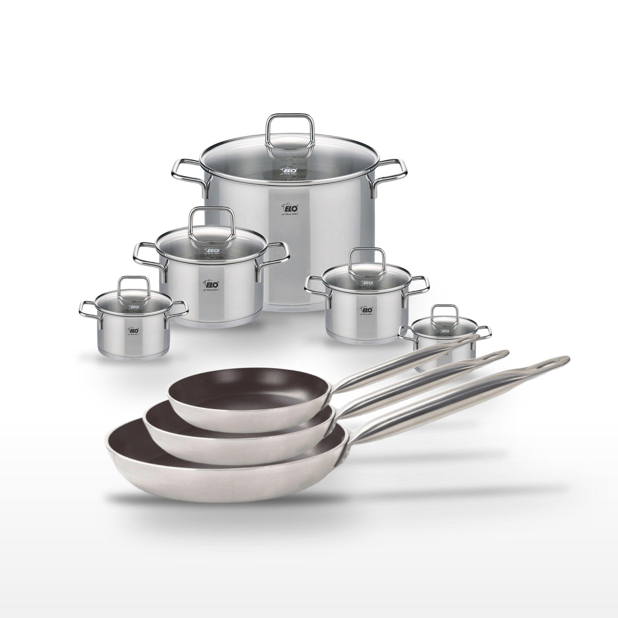 ELO Lot 3 poêles 24/28/32cm elo bistro line et 5 faitouts elo citrin