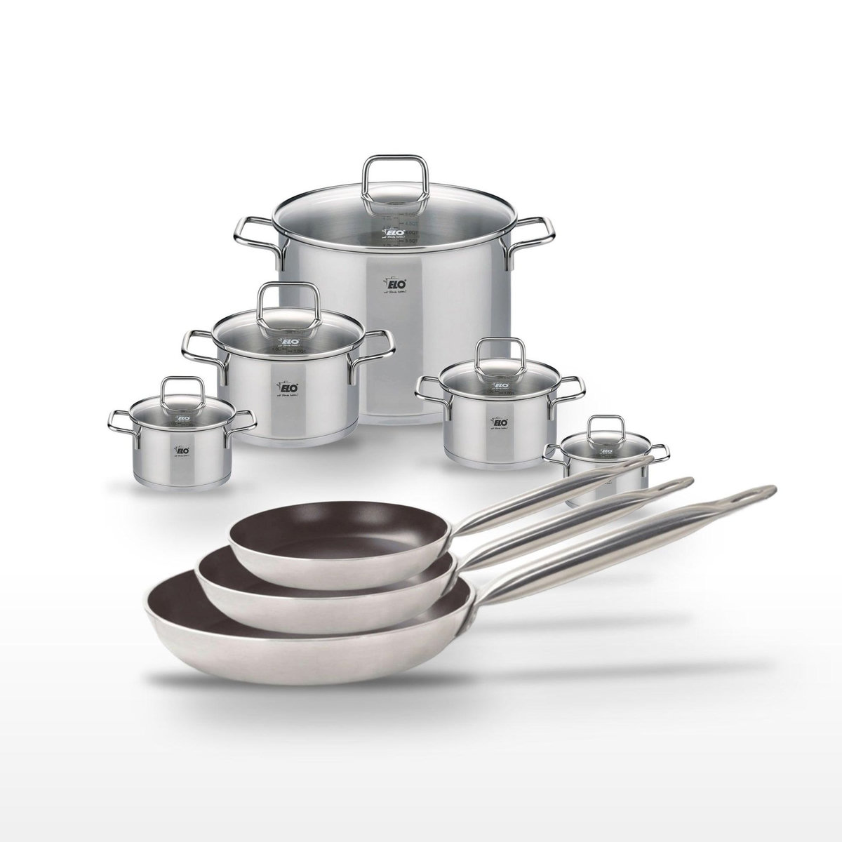 ELO Lot 3 Poêles 24/28/32cm Elo Bistro Line et 5 Faitouts Elo Citrin