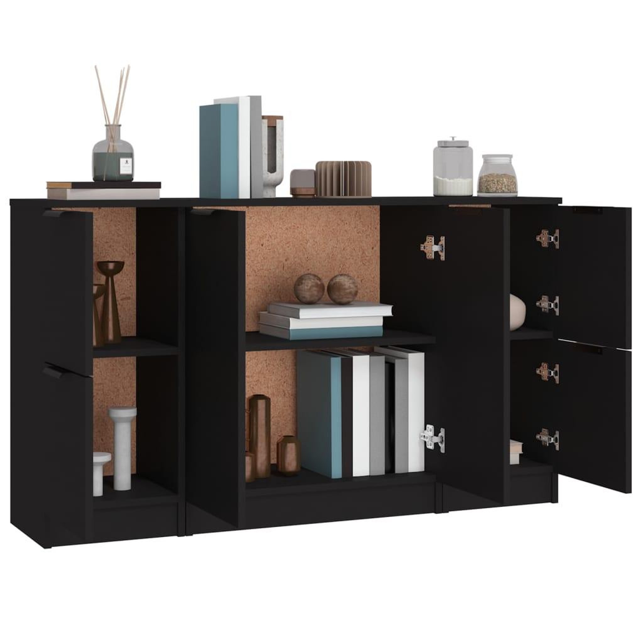 Voir la diapositive 5 : VIDAXL Buffets 3 pcs noir bois d'ingenierie