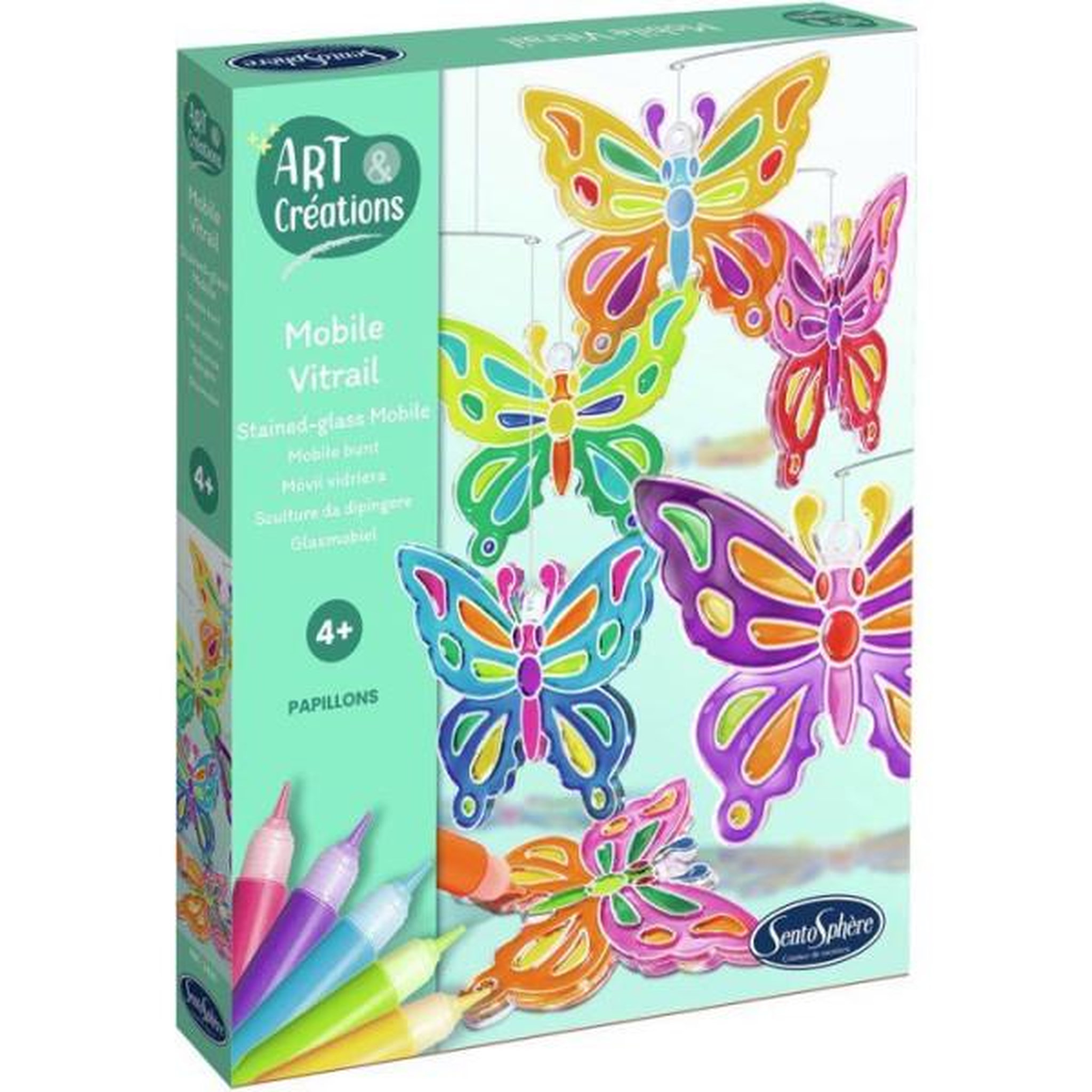 Voir la diapositive 2 : Sentosphere Art & créations mobile vitrail - sentosphere - papillons - activité créative facile et utile pour décoration - des 4 ans