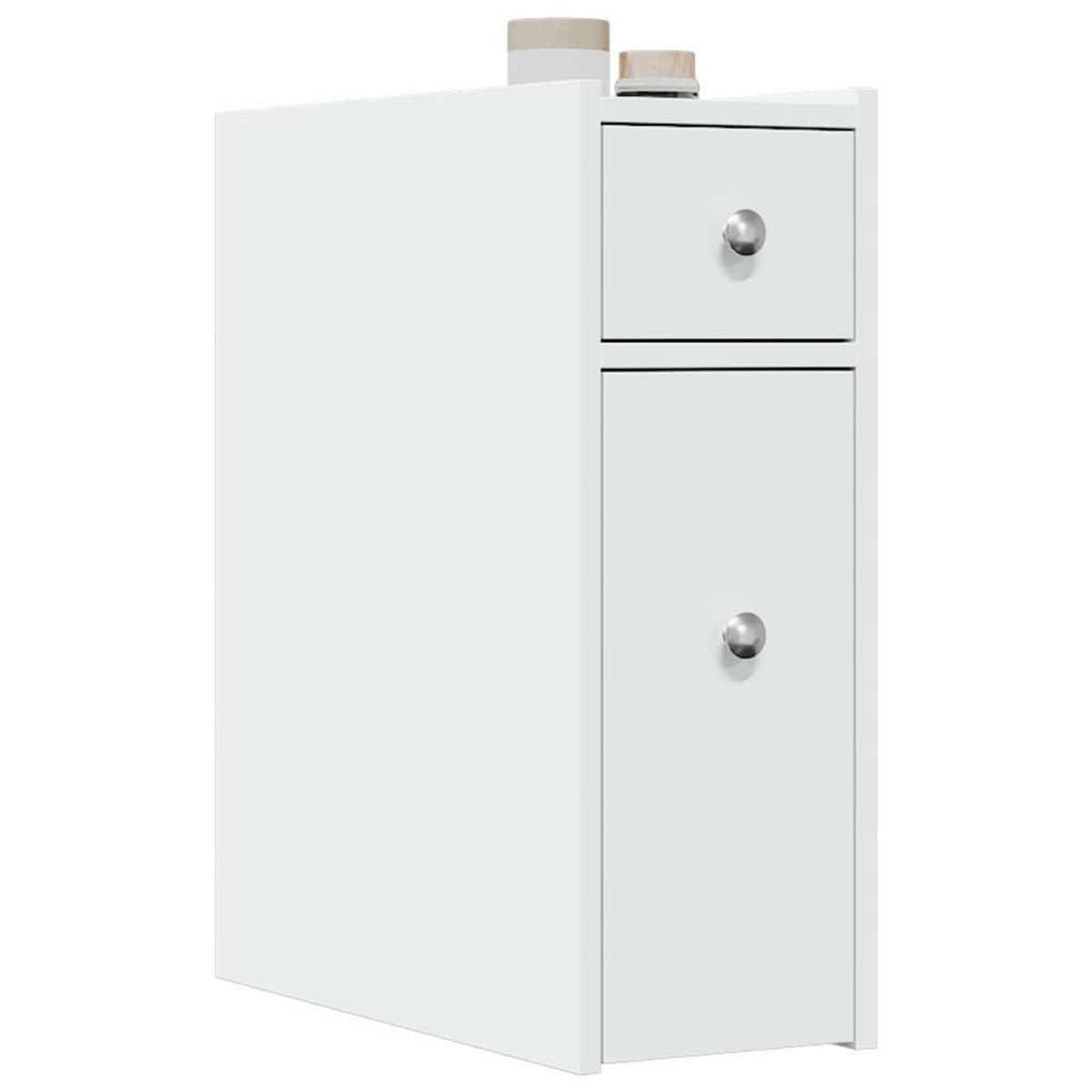 VIDAXL Armoire de salle de bain etroite avec roulettes blanc